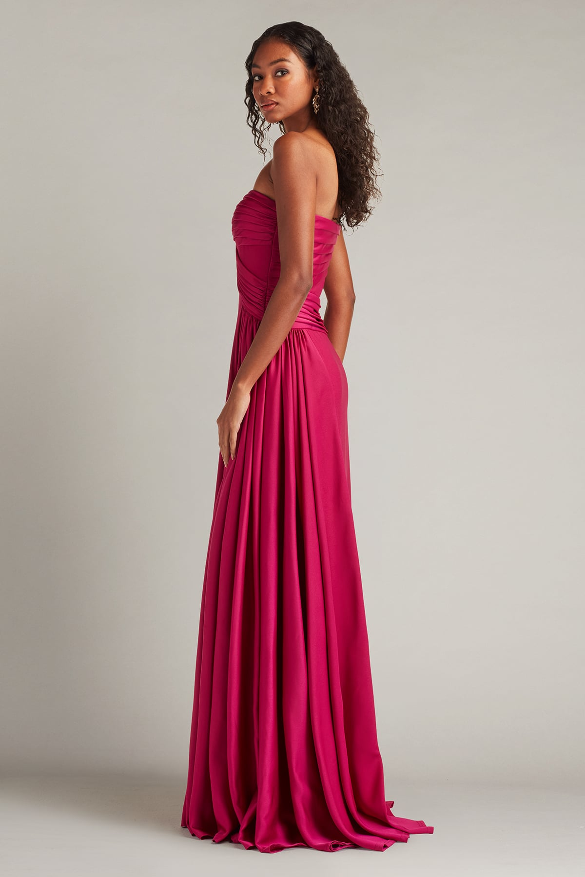 Strapless Curved Neck Floor-Length Chiffon Formal A-Line Tadashi Shoji BVU24004L