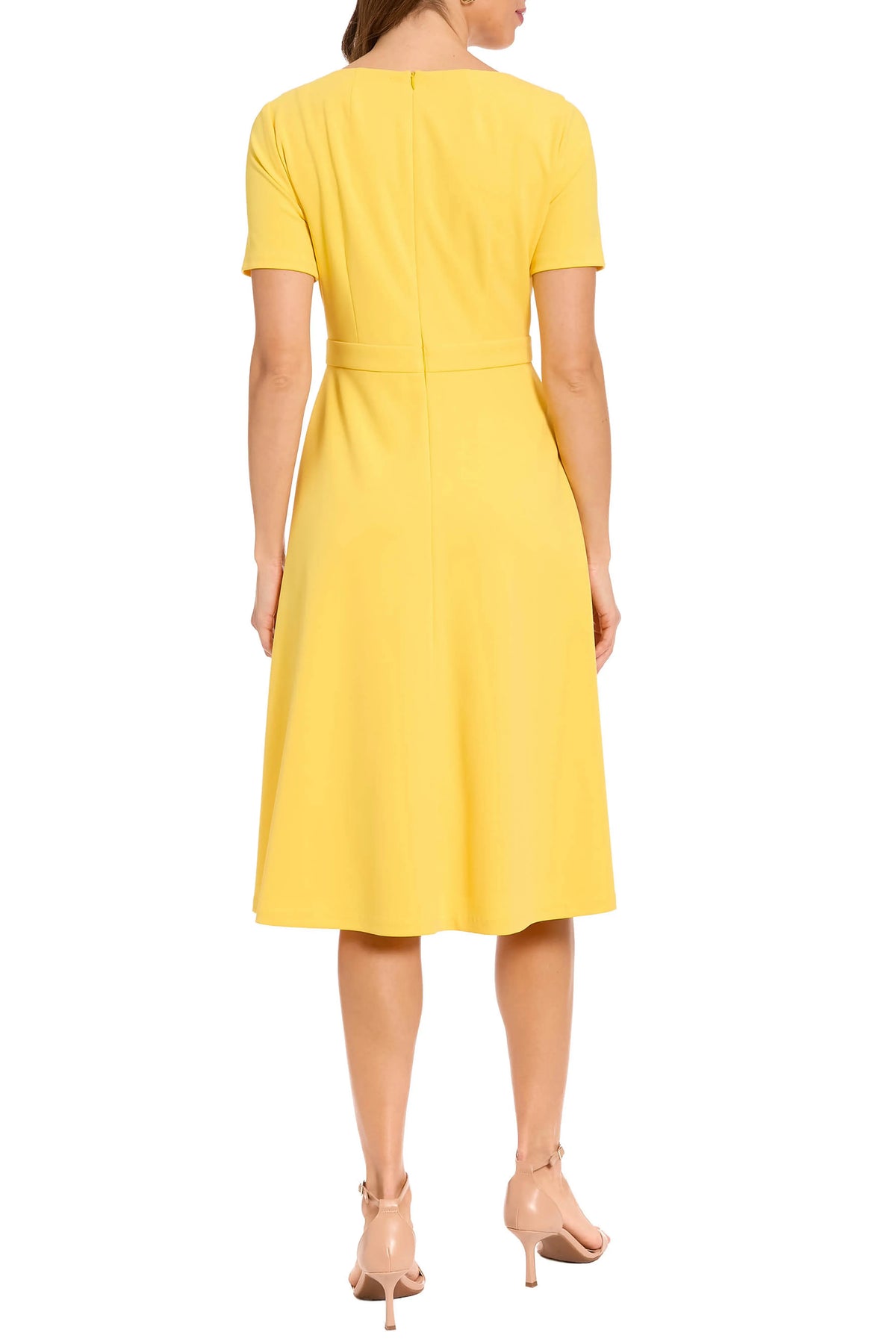 Bow Neck Short Sleeve A Line Dress London Times T8085M
