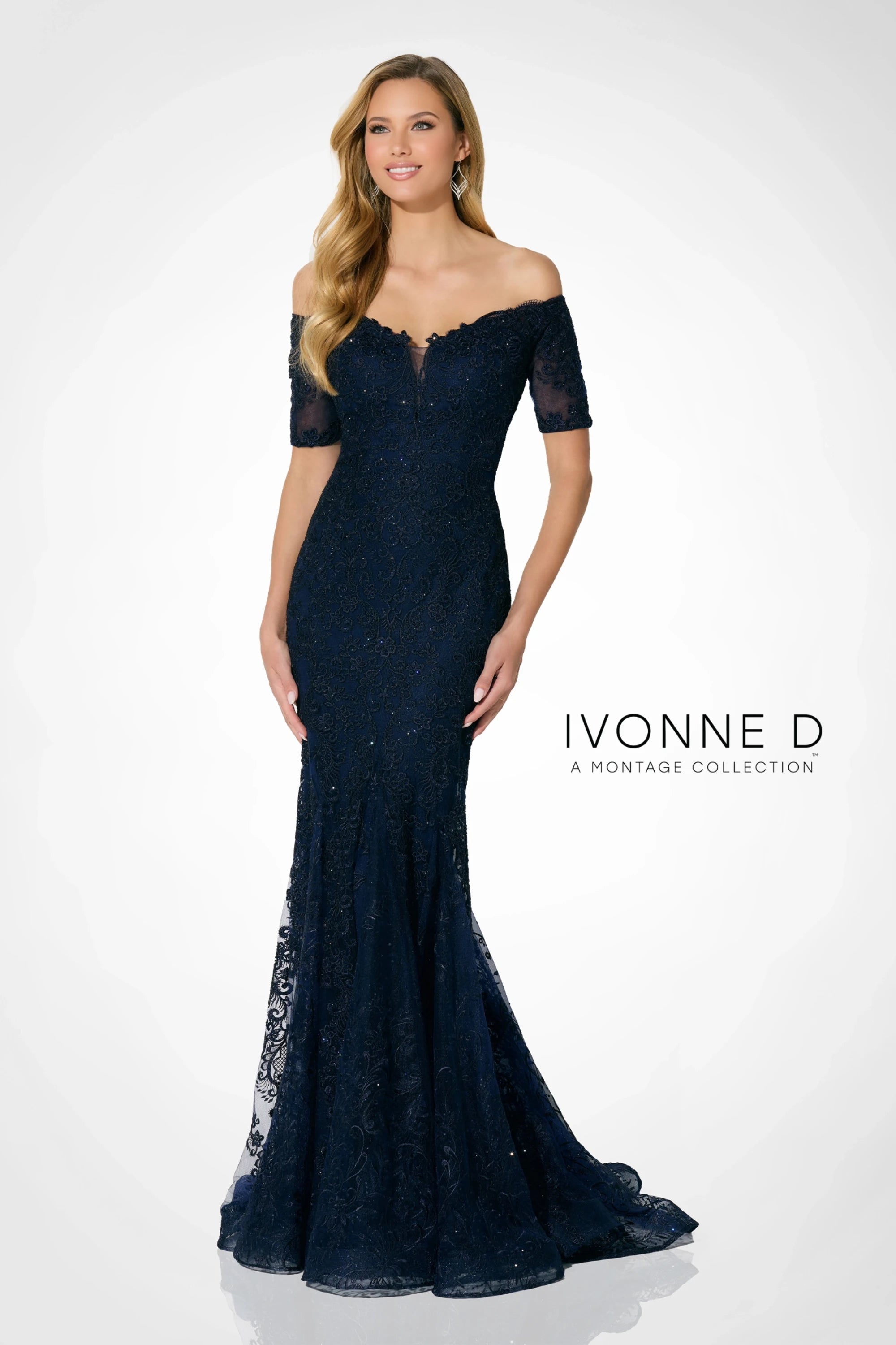 Formal Dresses Beaded Mermaid Formal Long Evening Dress Navy Blue