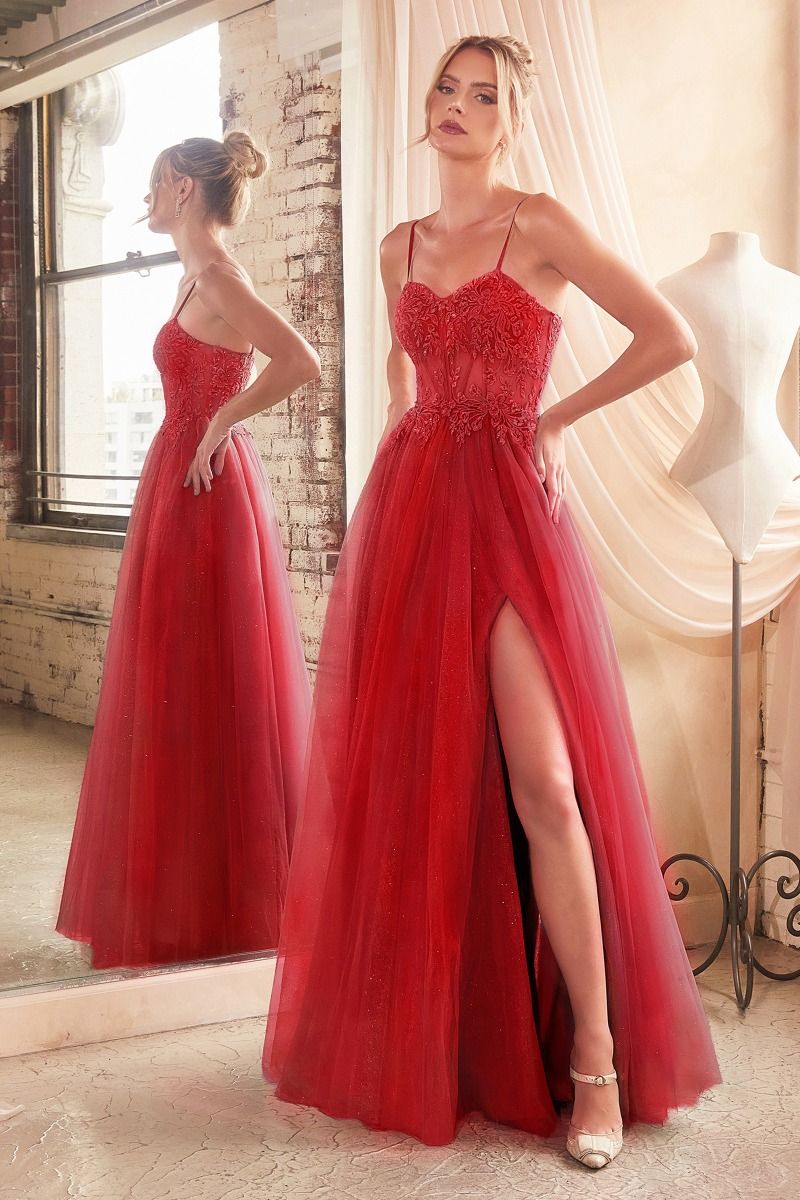 Prom Dresses Long Corset Formal A Line Prom Dress Red