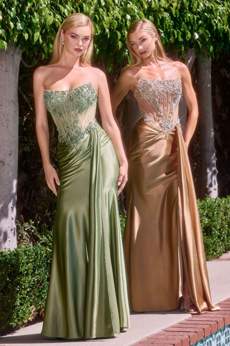 Prom Dresses Prom Fitted Corset Long Formal Evening Dress GOLD