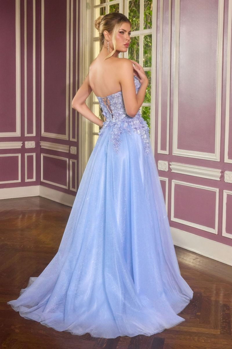Prom Dresses A Line Lace Applique Long Formal Prom Dress Blue
