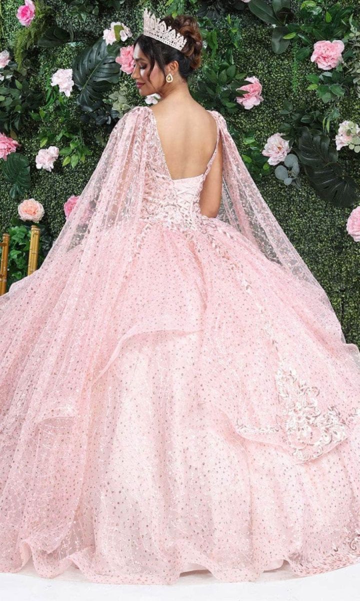 V-Neck Floor-Length Tulle Quinceañera Ball Gown May Queen LK218