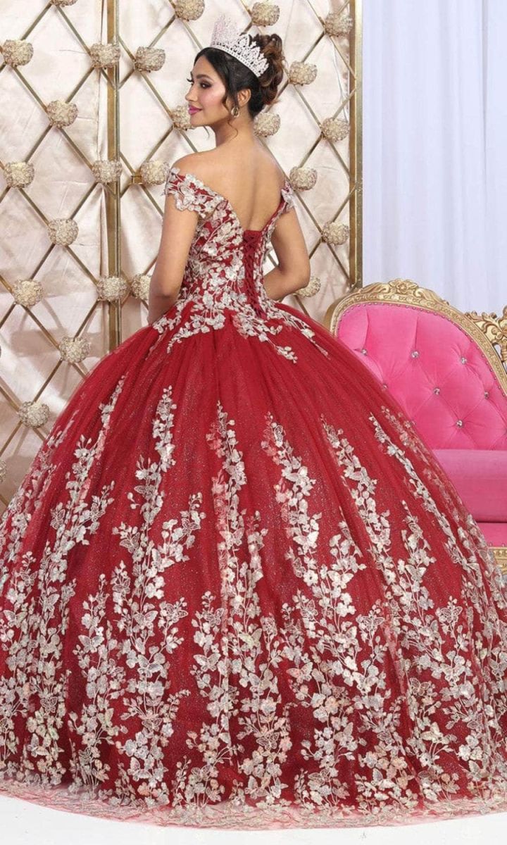 Off-the-Shoulder Floor-Length Tulle Quinceañera Ball Gown May Queen LK228