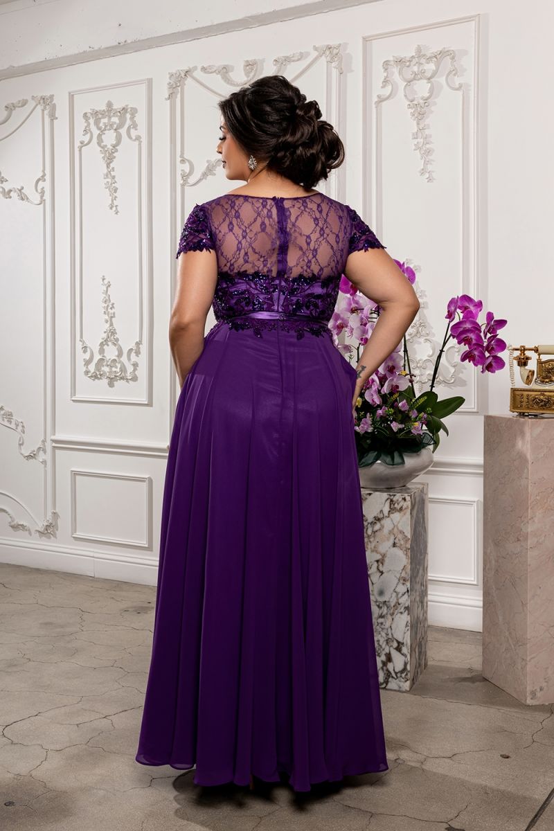 Illusion Floor-Length Chiffon Evening Gown A-Line May Queen 2223
