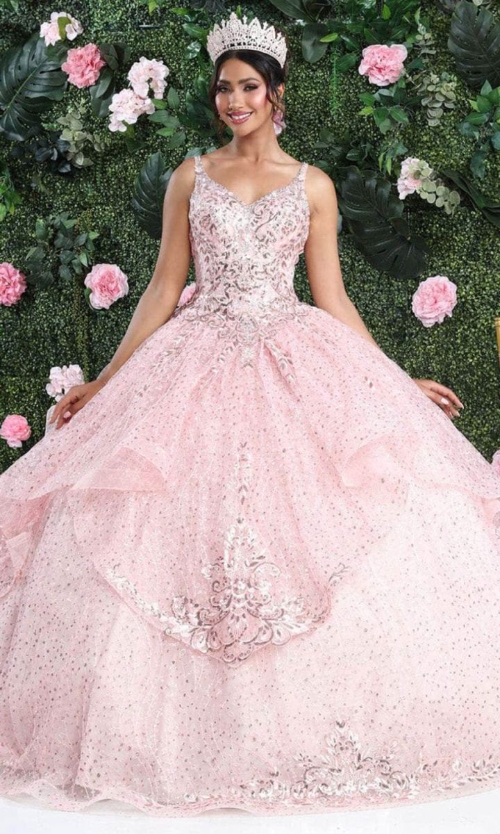 V-Neck Floor-Length Tulle Quinceañera Ball Gown May Queen LK218