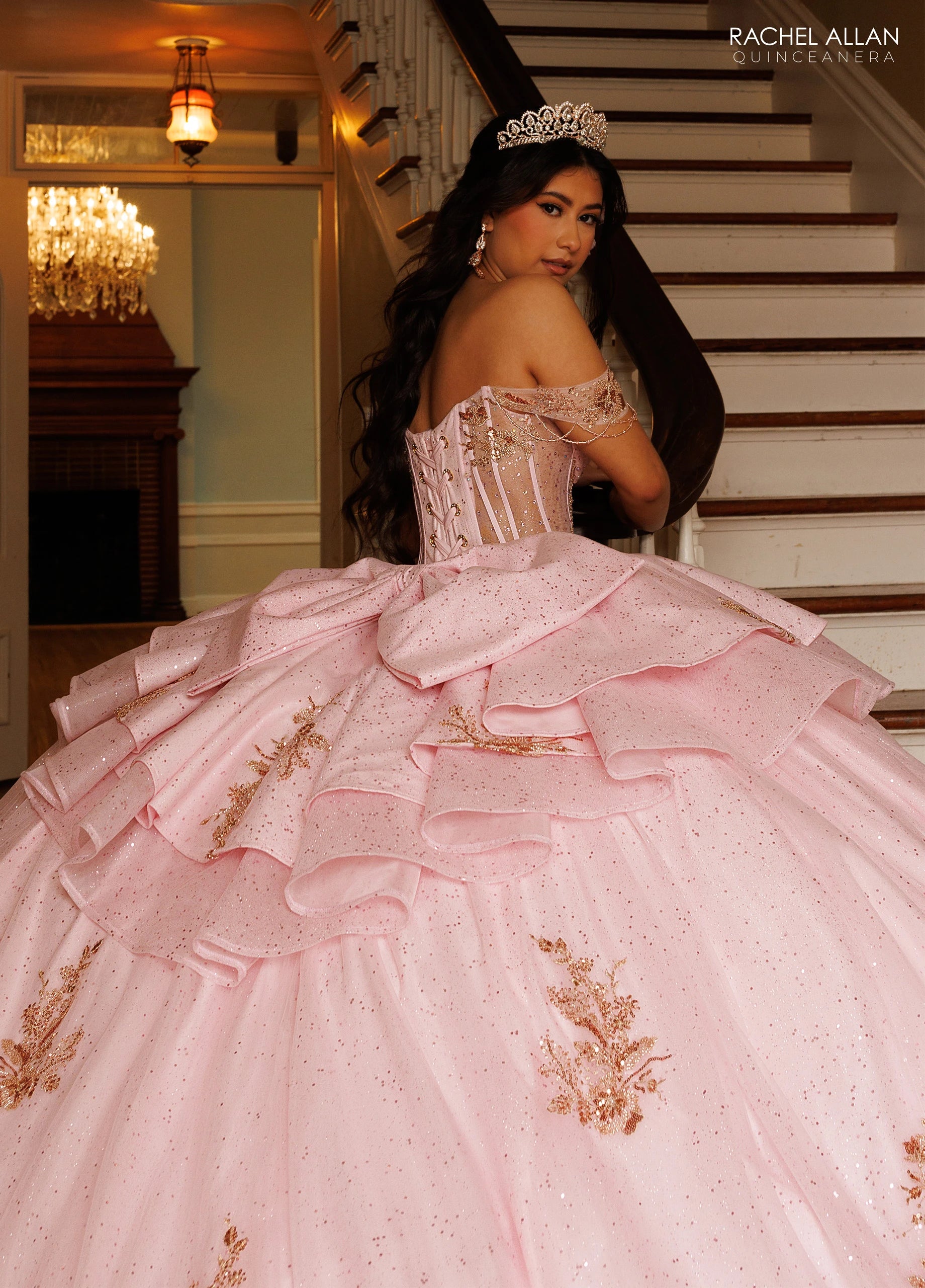 Off-the-Shoulder Floor-Length Tulle Quinceañe Ball Gown Rachel Allan RQ1194