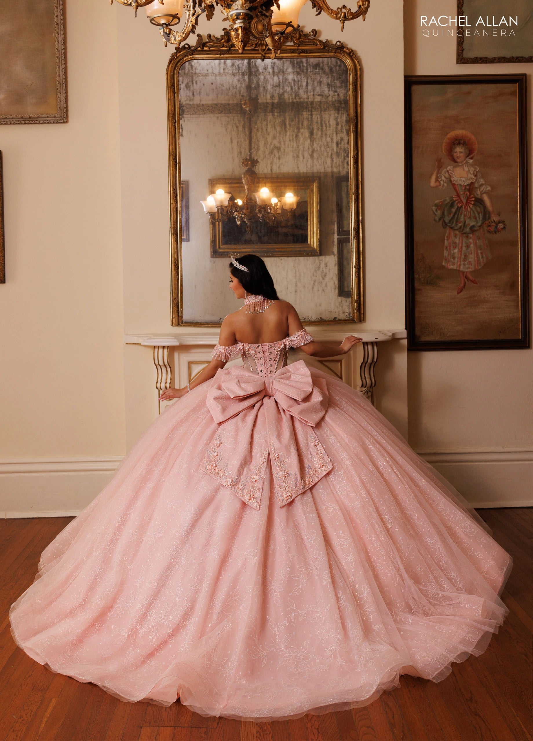 Off-the-Shoulder Floor-Length Tulle Quinceañe Ball Gown Rachel Allan RQ1192