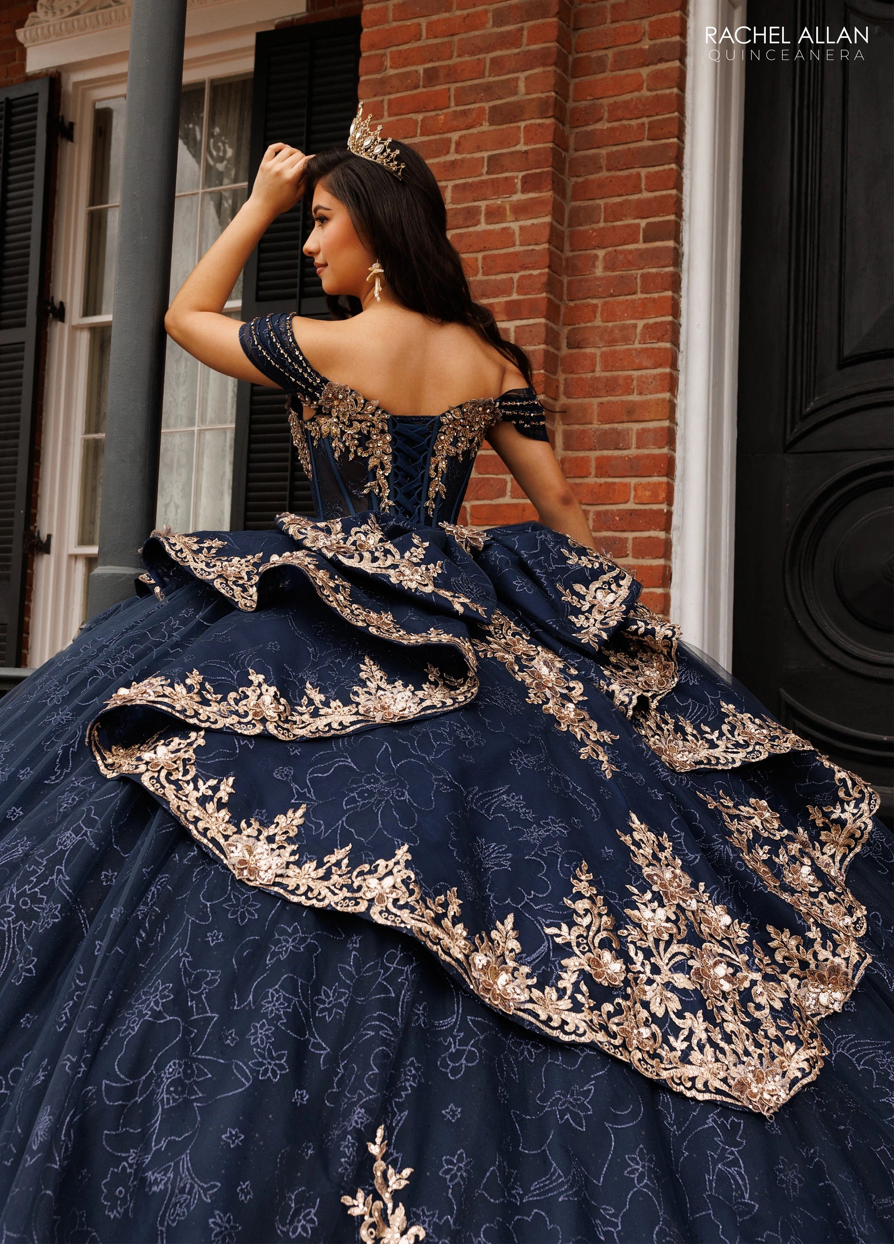 Off-the-Shoulder Floor-Length Tulle Quinceañe Ball Gown Rachel Allan RQ1191