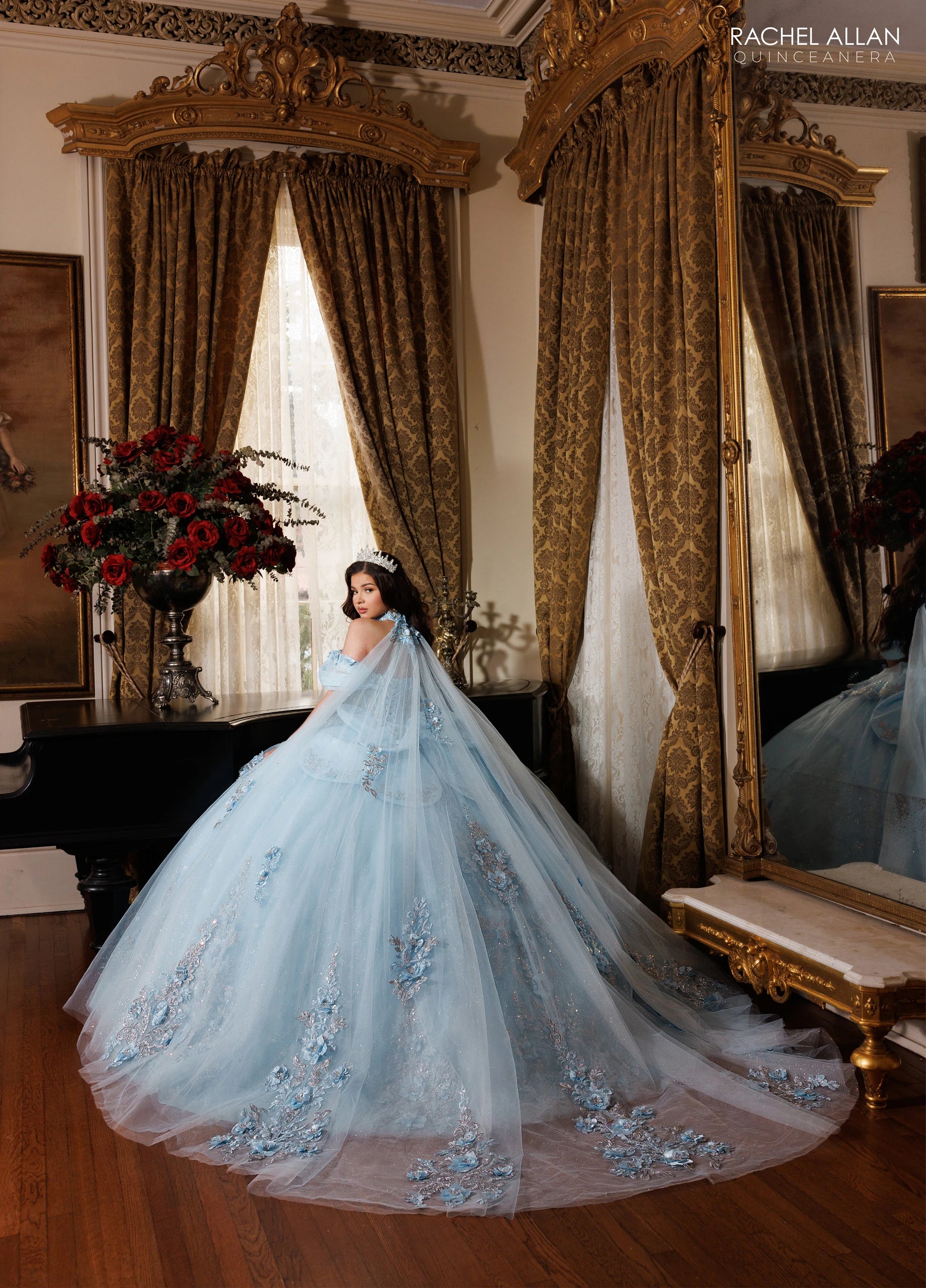 Off-the-Shoulder Floor-Length Tulle Quinceañe Ball Gown Rachel Allan RQ1196