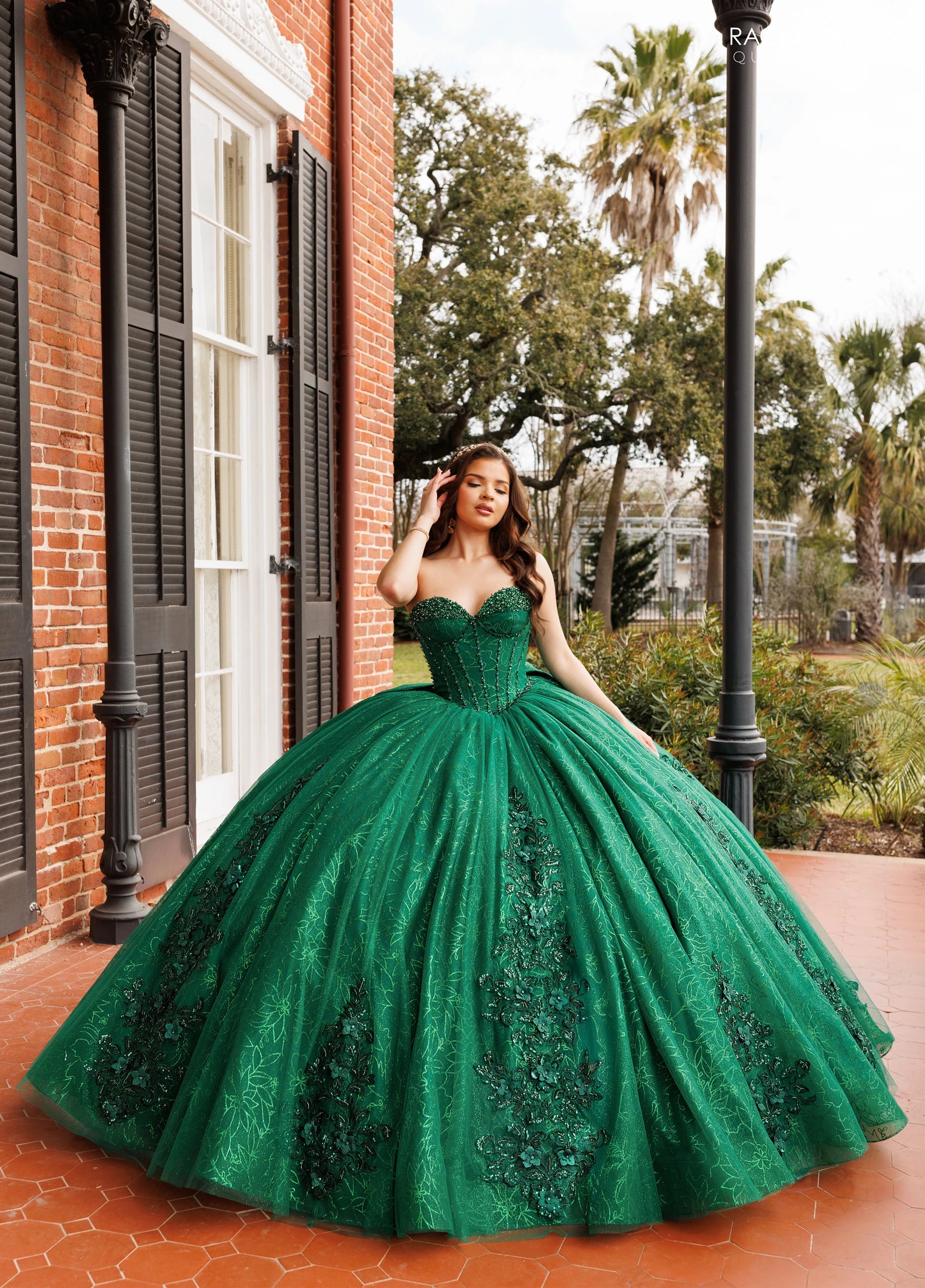 Strapless Curved Neck Floor-Length Tulle Quinceañe Ball Gown Rachel Allan RQ1195