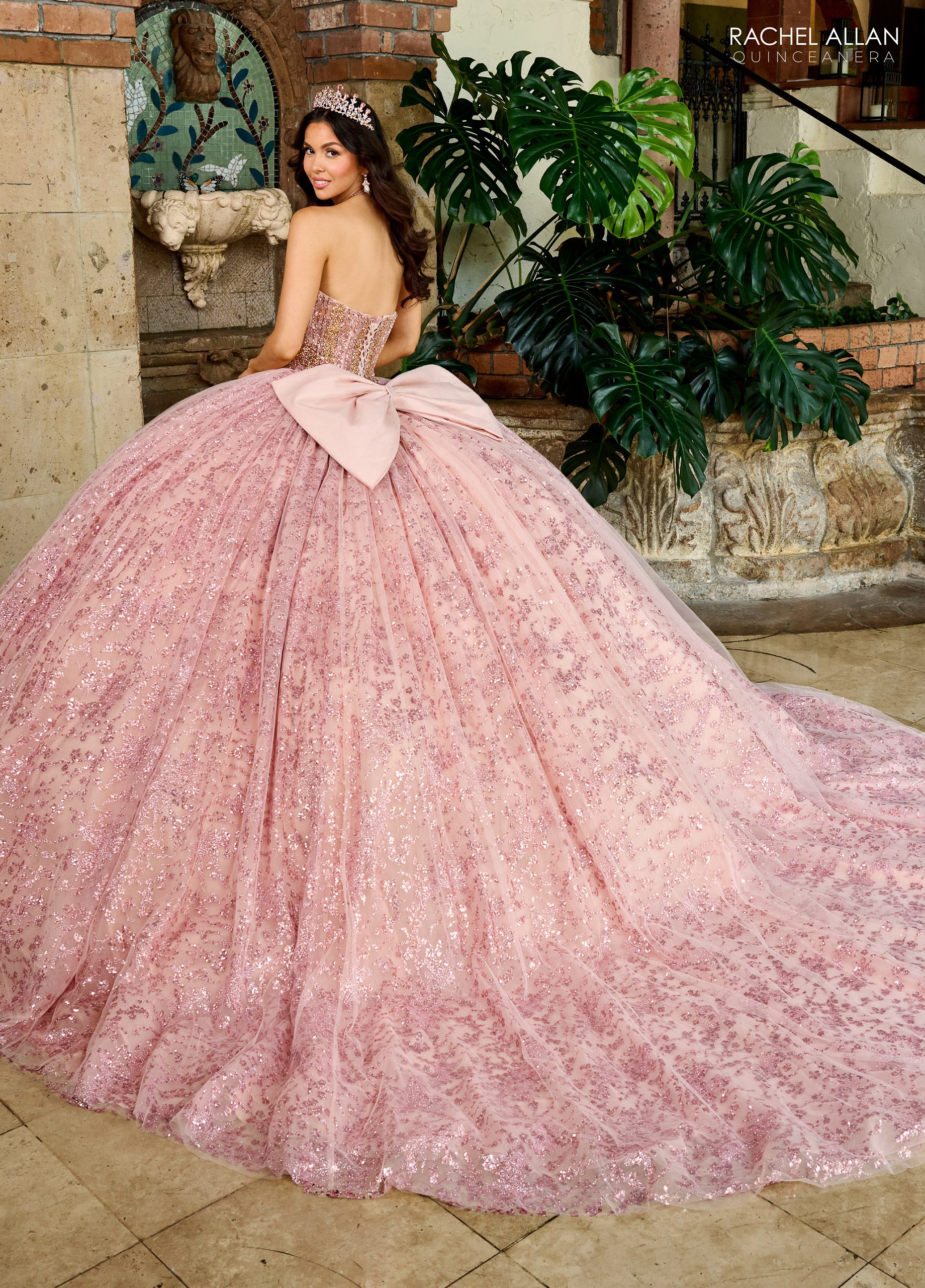 Quinceniera Dresses Long Beaded Bodice Glitter Sweet 16 Quinceanera Dress Blush Rose Gold