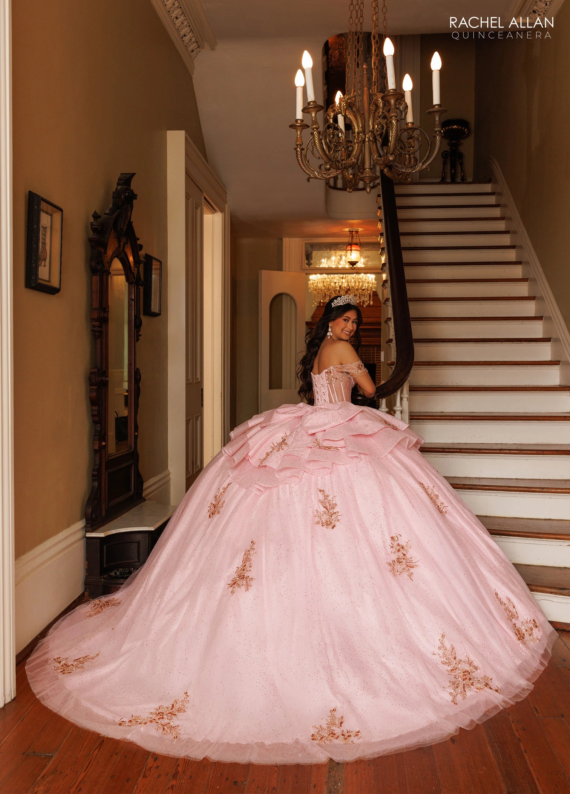 Off-the-Shoulder Floor-Length Tulle Quinceañe Ball Gown Rachel Allan RQ1194