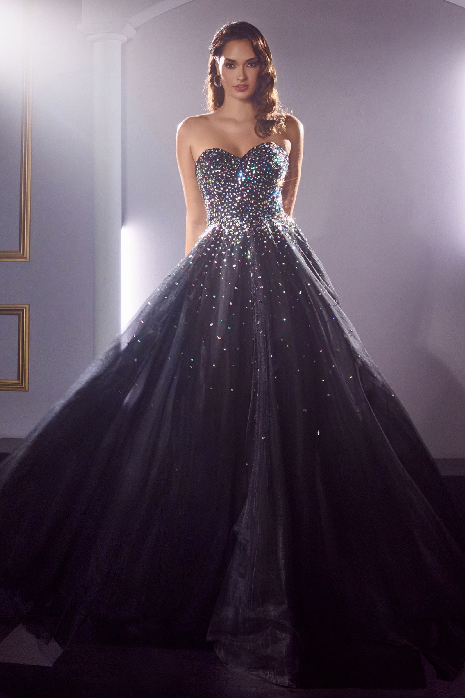 Prom Dresses Ball Gown Long Formal Beaded Prom Dress Black
