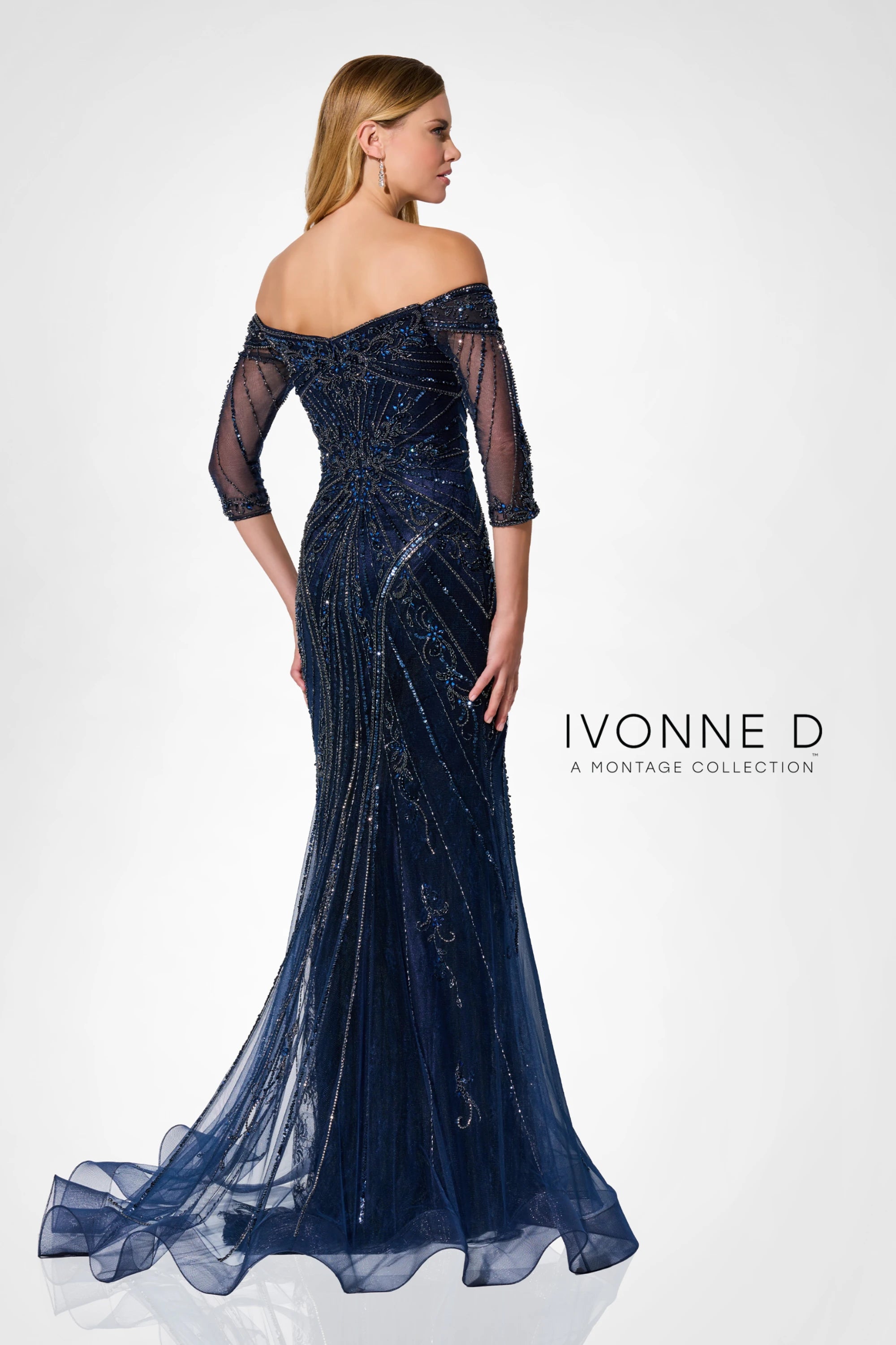 Formal Dresses Long Mermaid Formal Lace Sequin Evening Dress Navy Blue