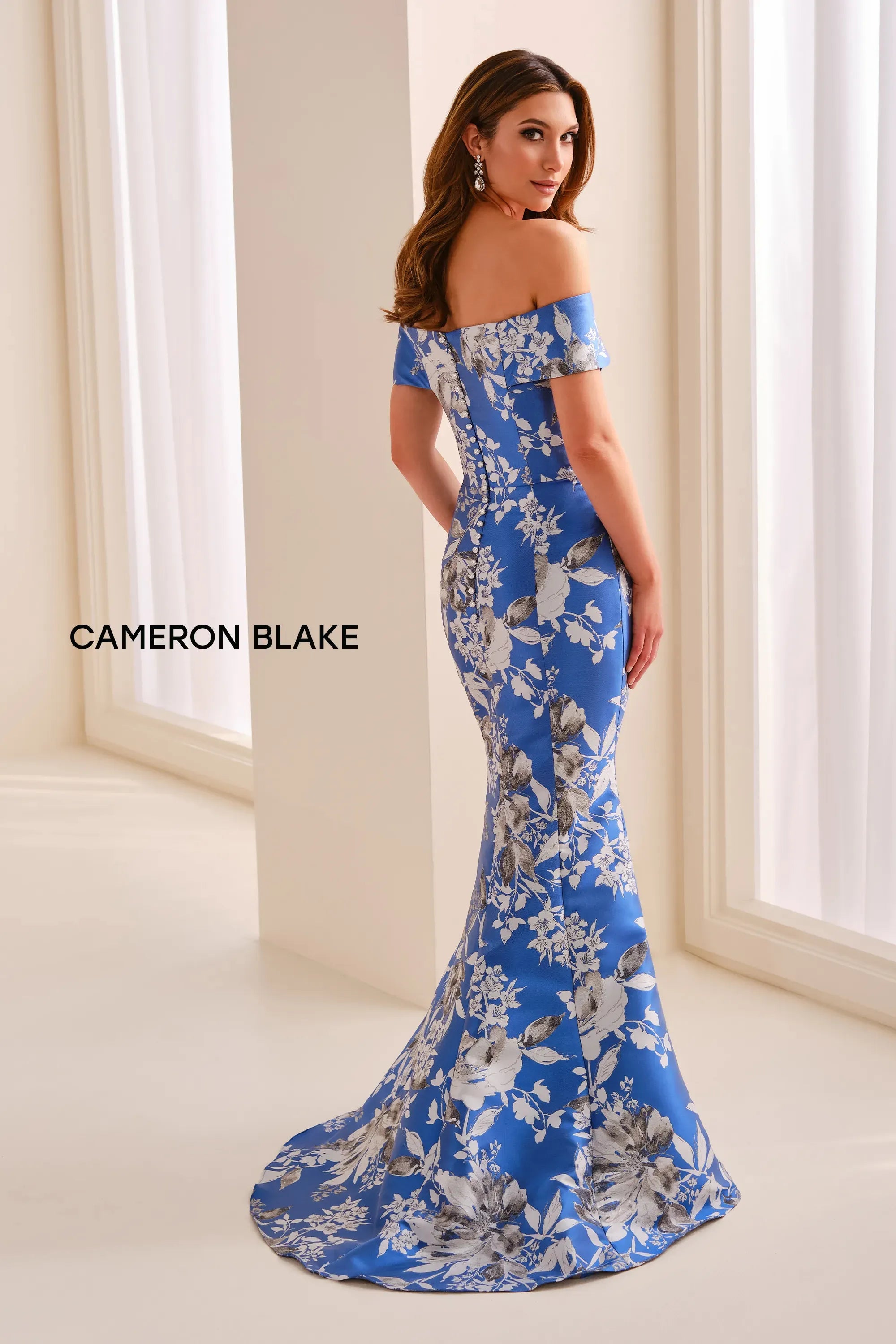 Off-the-Shoulder Floor-Length Satin Formal Mermaid/Trumpet Cameron Blake CB441