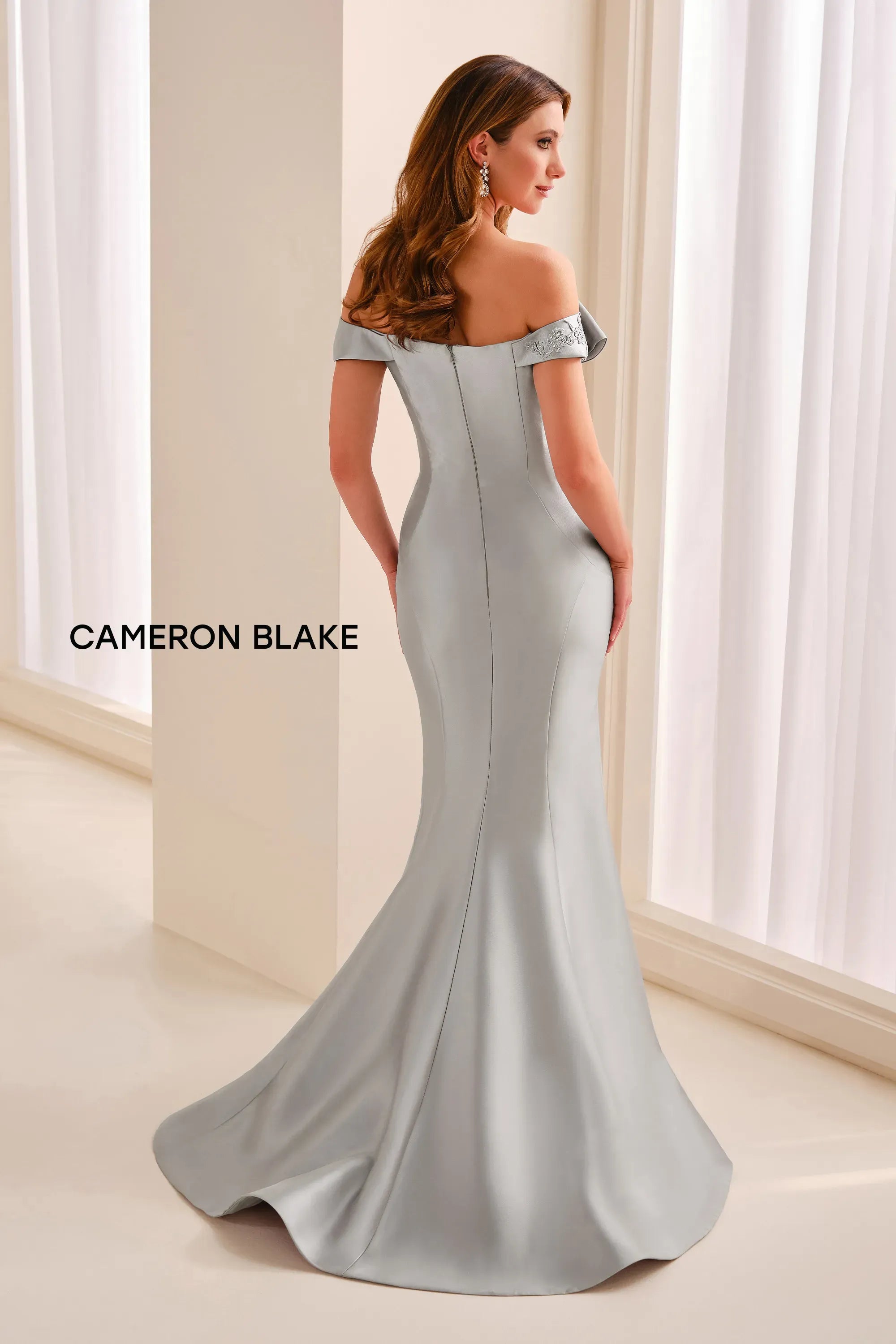 Off-the-Shoulder Floor-Length Satin Formal Mermaid/Trumpet Cameron Blake CB447
