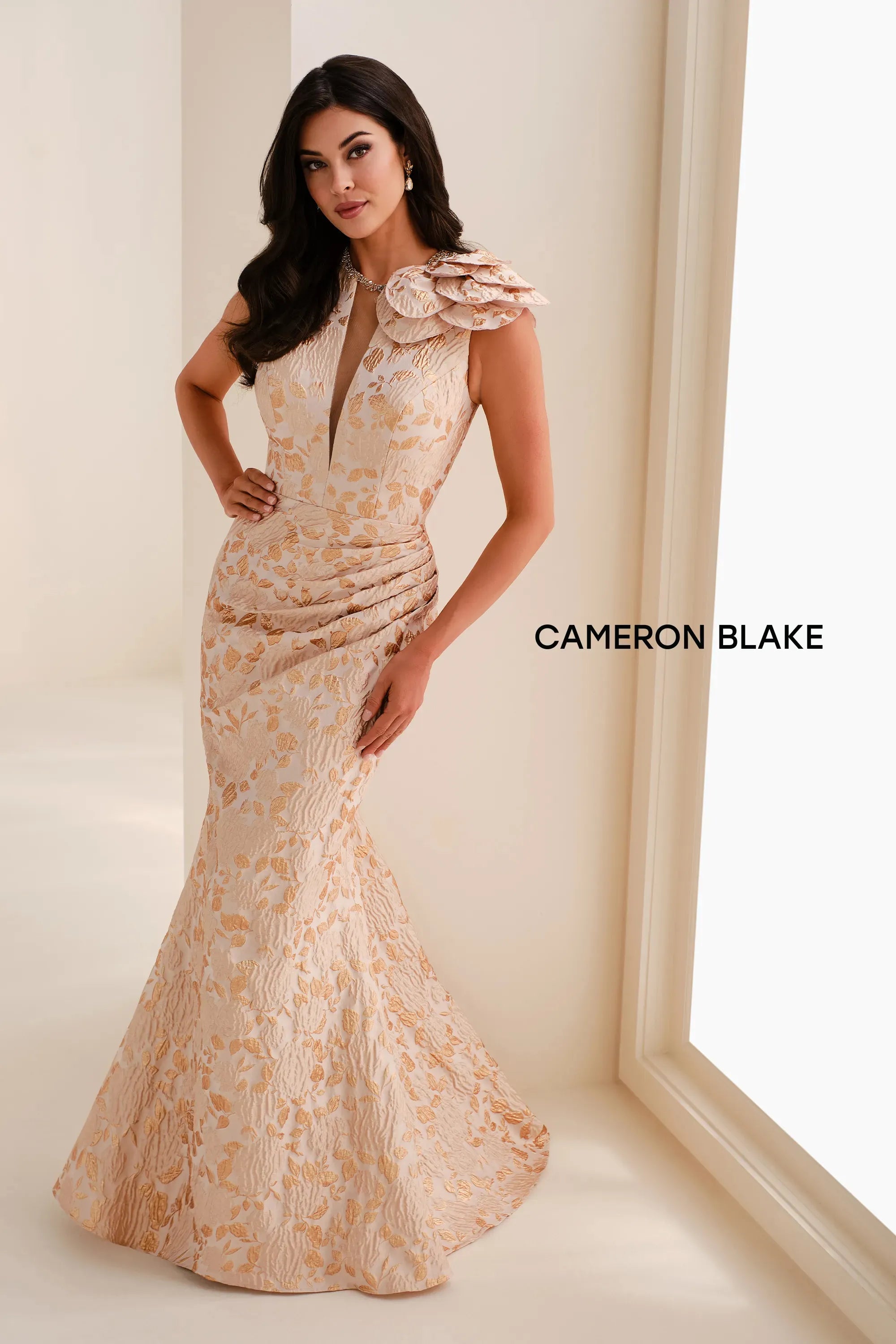 Formal Dresses Long Formal Mermaid Floral Evening Dress Gold