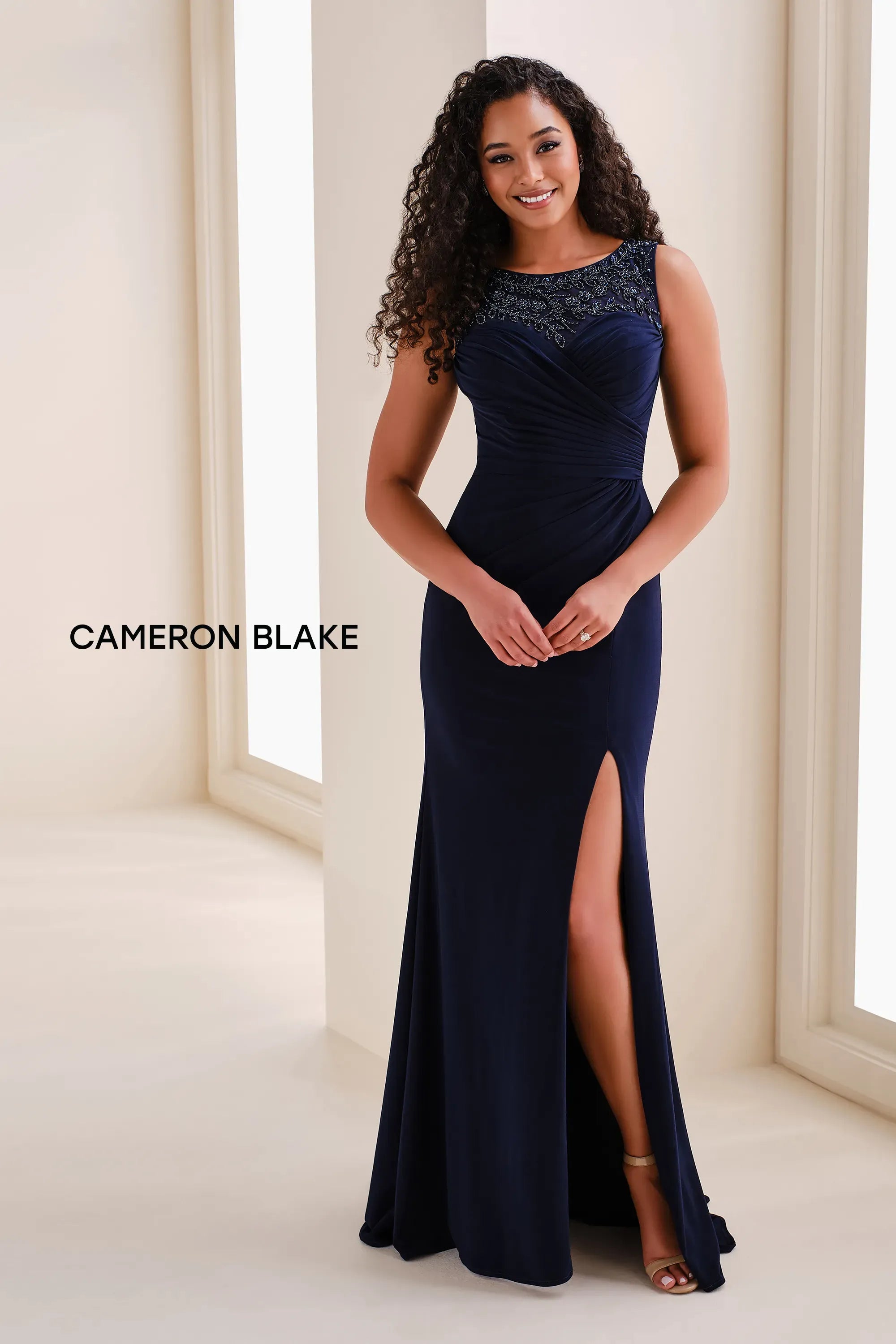 Formal Dresses Beaded Sequin Long Evening Formal Dress Navy