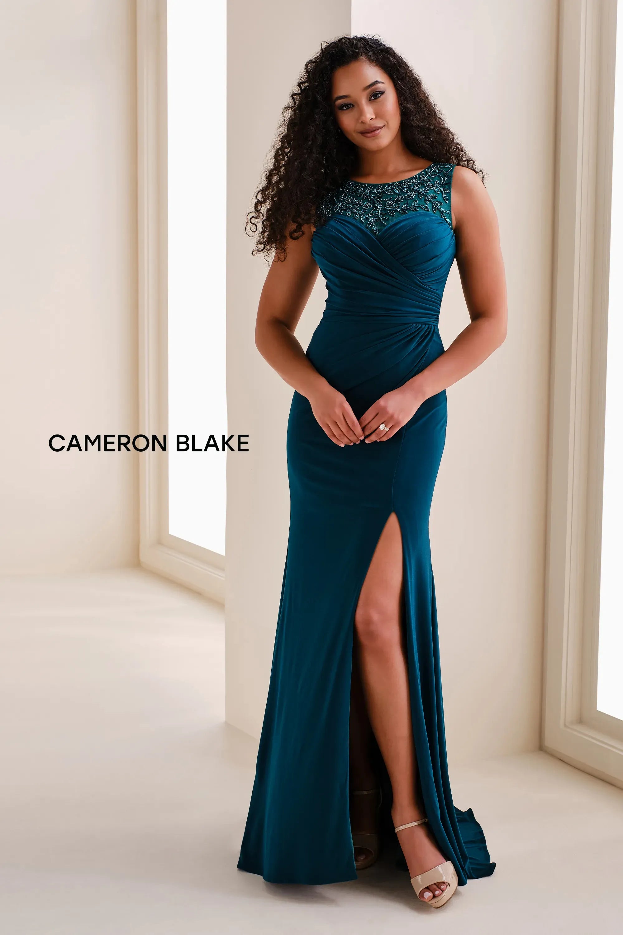 Formal Dresses Beaded Sequin Long Evening Formal Dress Persian Green
