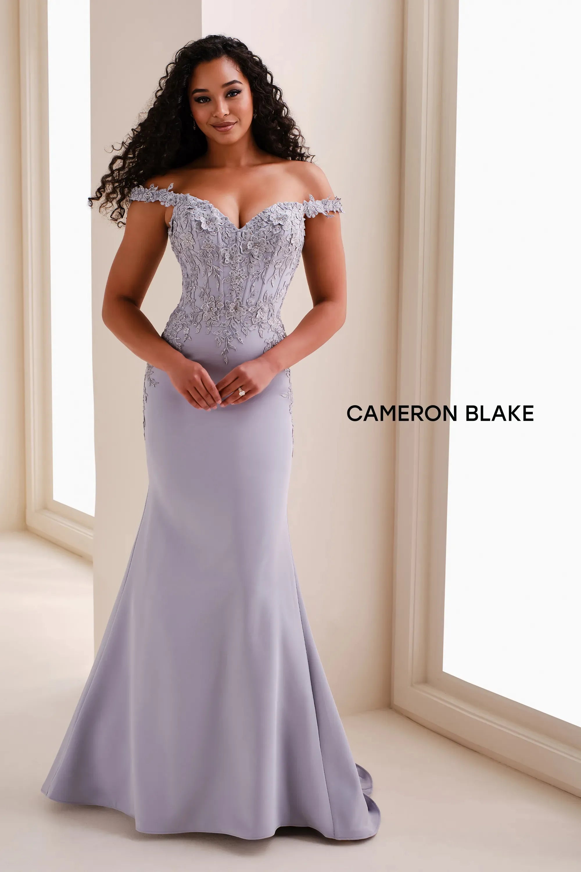 Prom Dresses Long Formal Floral Applique Prom Dress Lilac