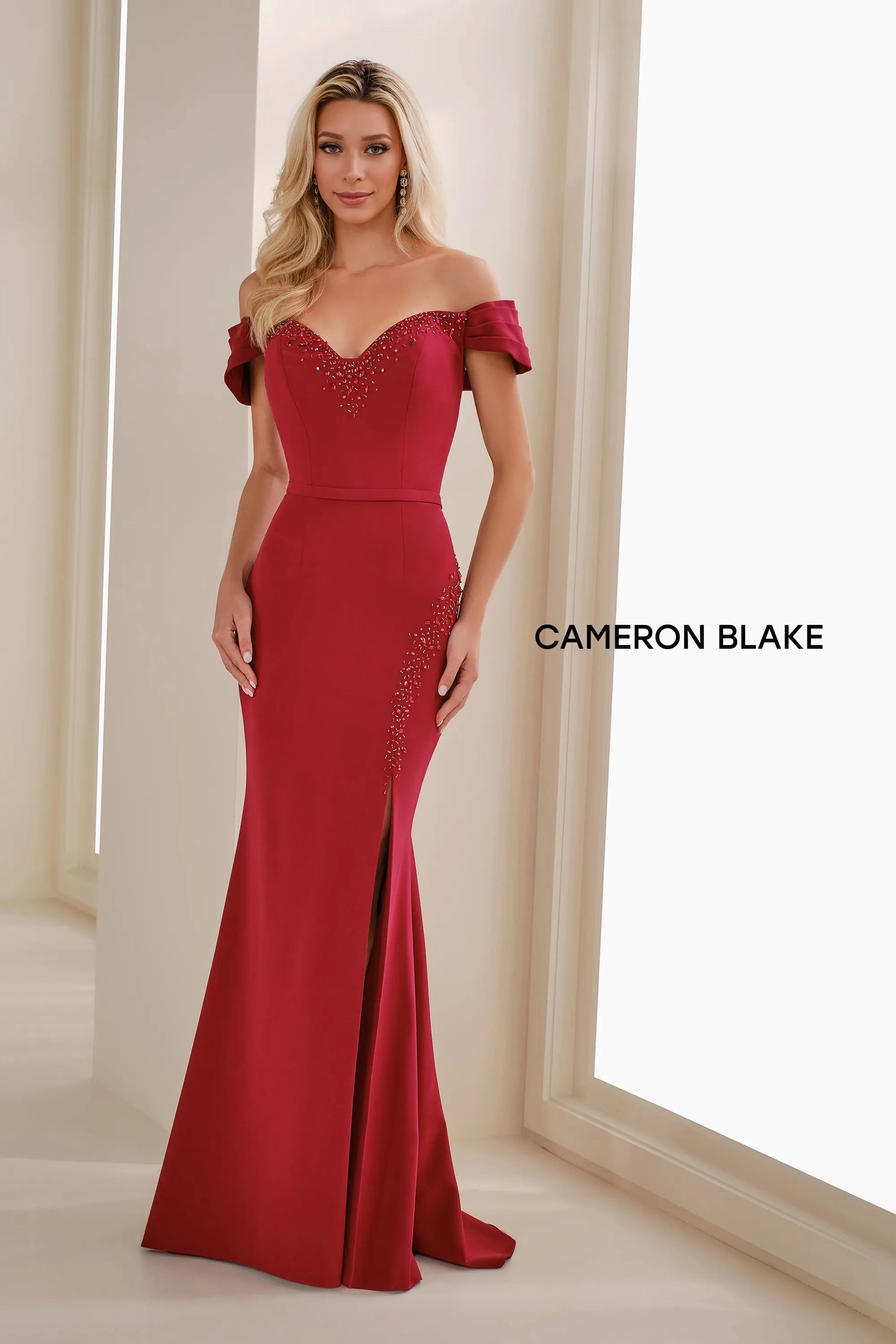 Formal Dresses Beaded Long Mermaid Formal Evening Gown Garnet