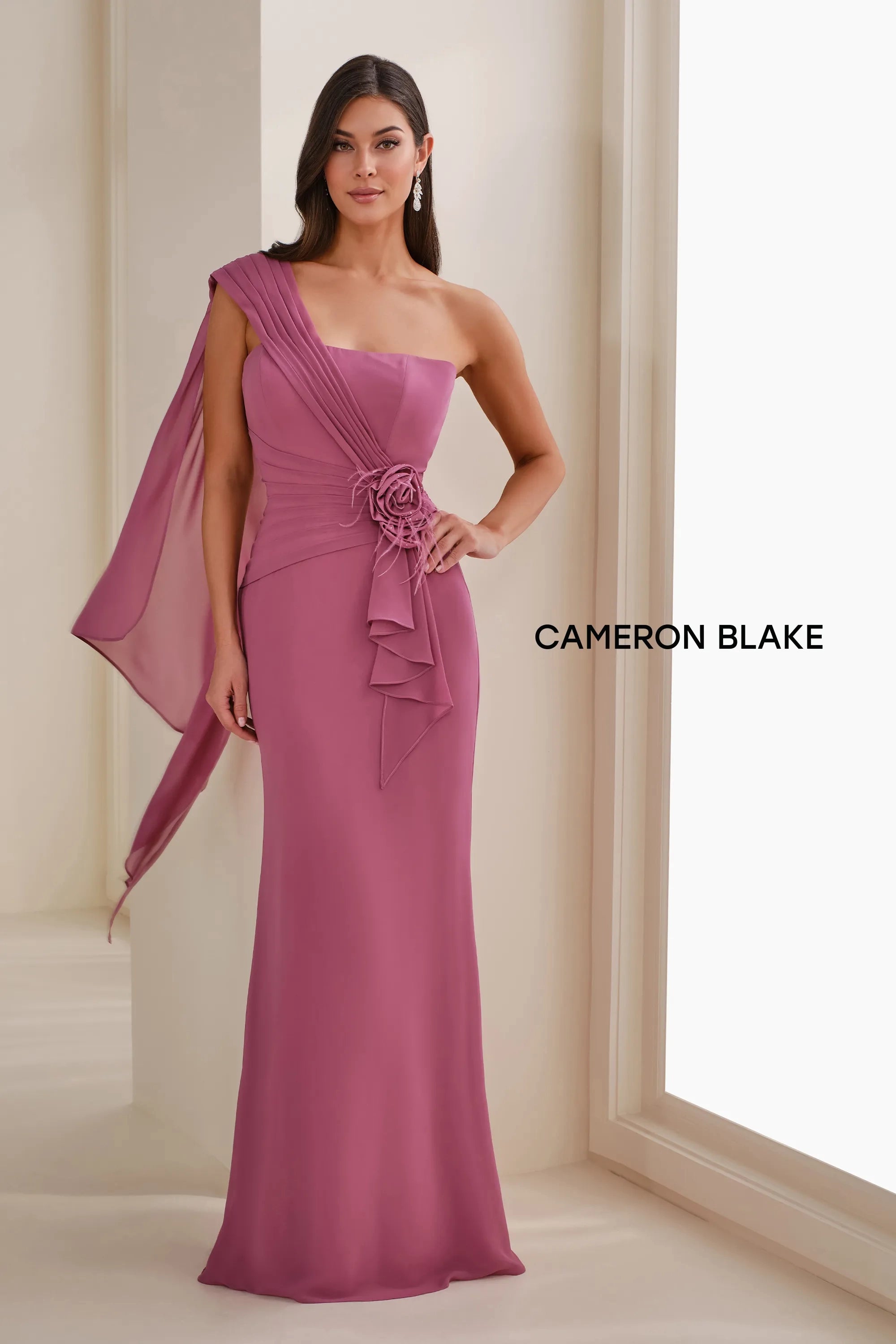 Formal Dresses Pleated Long Formal Feather Evening Gown Orchid