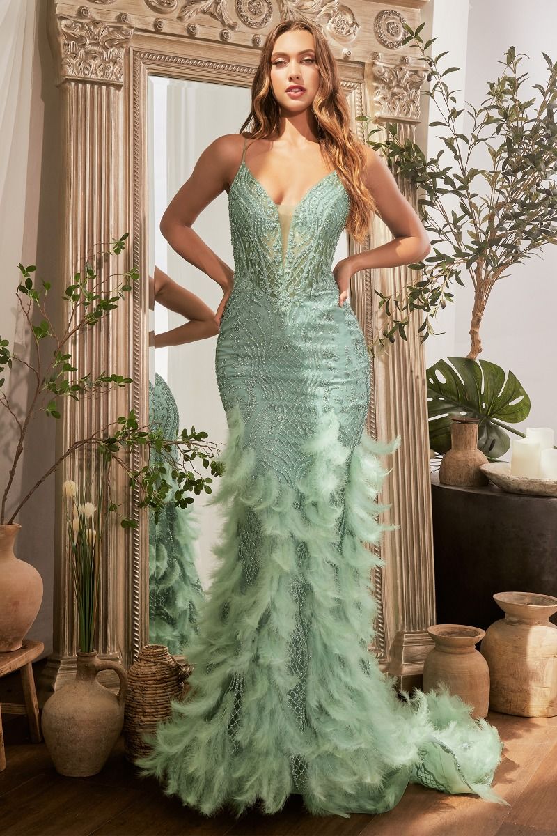 Prom Dresses Glitter Lace Long Formal Fitted Corset Mermaid Prom Dress Sage