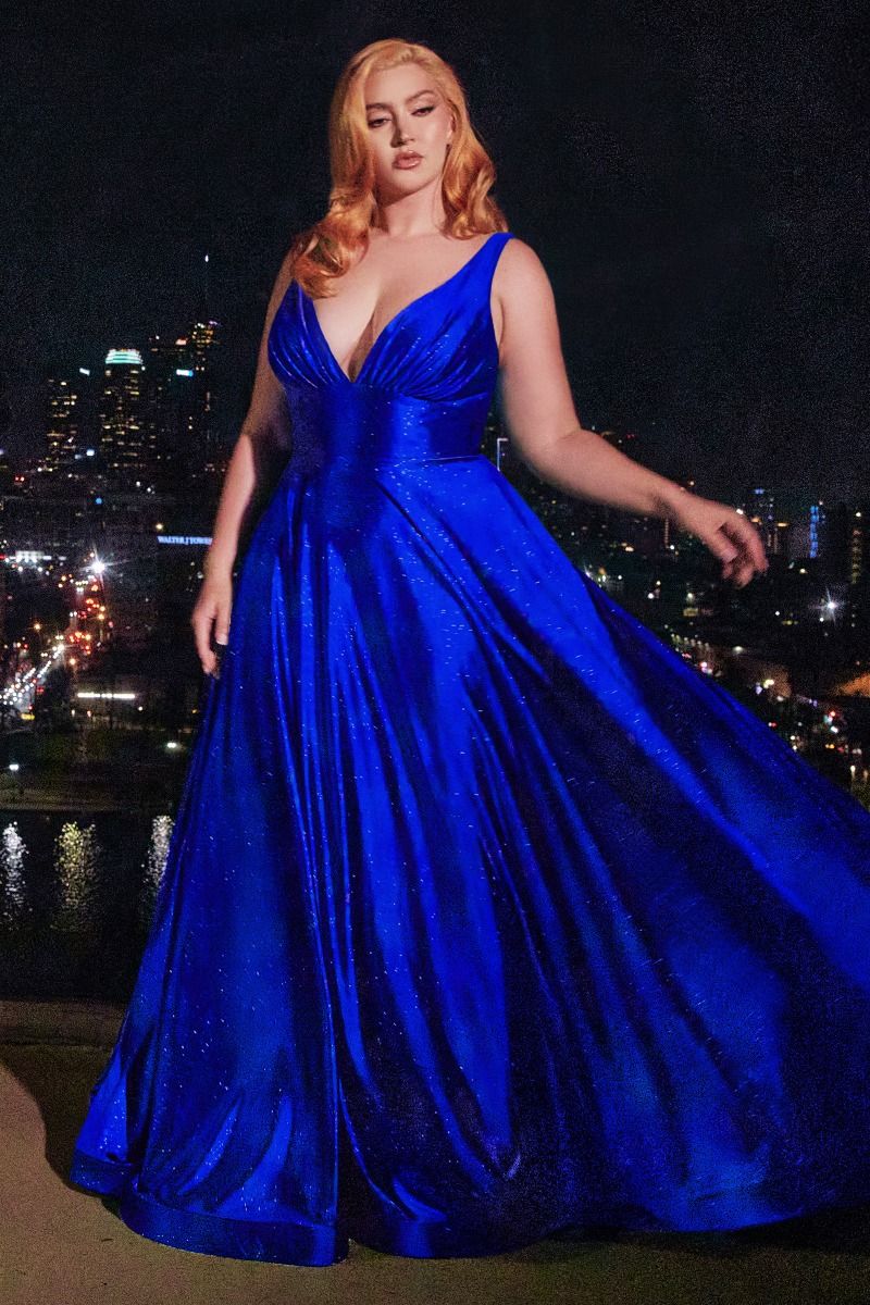 Plus Size Dresses Long Glitter Plus Size Formal Prom Dress Royal