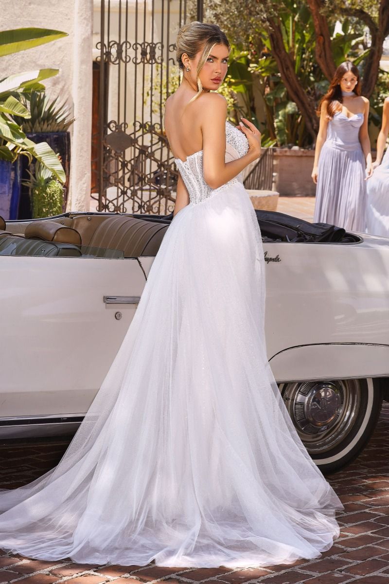 Strapless Curved Neck Floor-Length Tulle Wedding Dress LaDivine CC492W