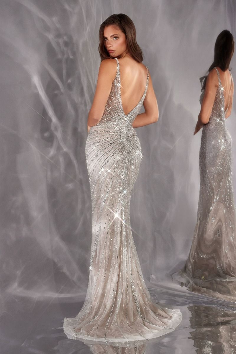 V-Neck Floor-Length Sequin Prom Mermaid LaDivine CC498
