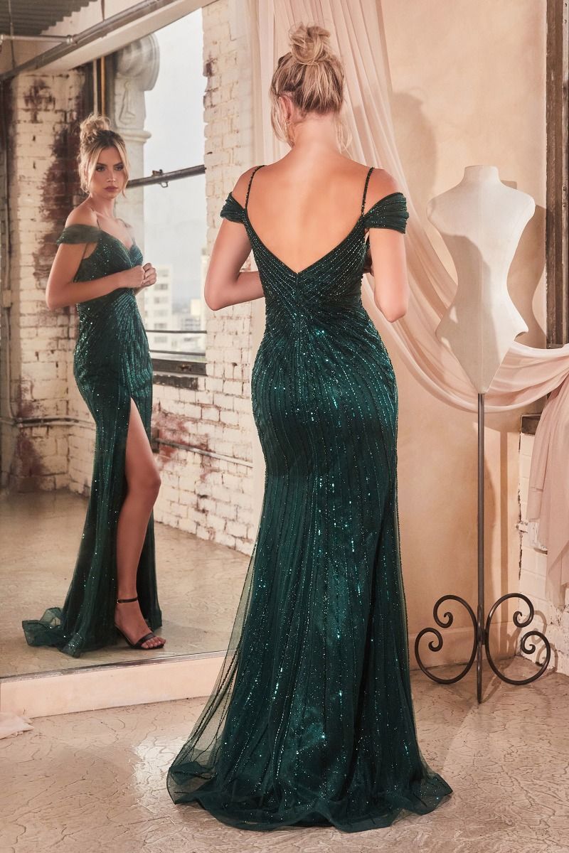 Prom Dresses Formal Long Prom Fitted Sequin Dress Emerald