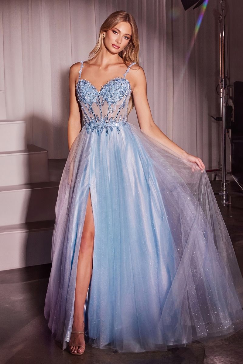 Prom Dresses Long Formal A Line Applique Prom Dress Lightt Blue