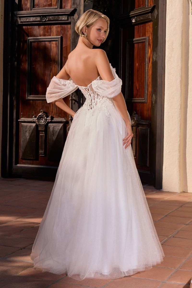 Off-the-Shoulder Floor-Length Tulle Wedding Dress Ball Gown LaDivine 2426W