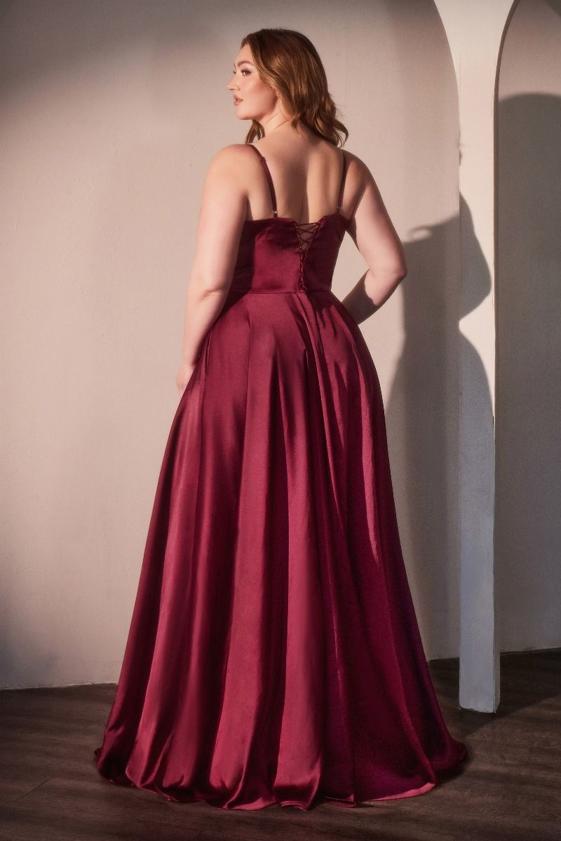 Plus Size Dresses Long Plus Size Formal Corset Dress Burgundy