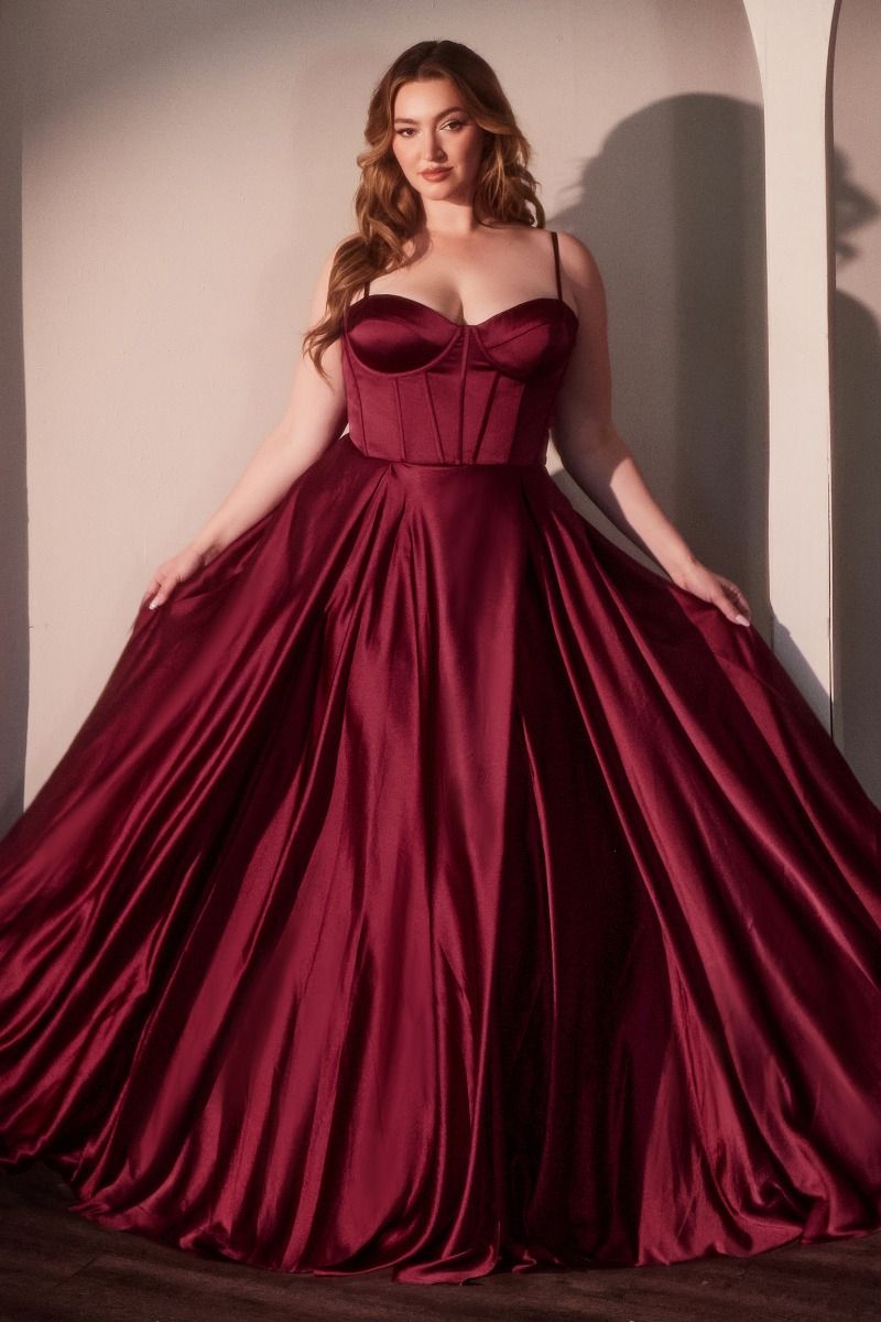 Plus Size Dresses Long Plus Size Formal Corset Dress Burgundy