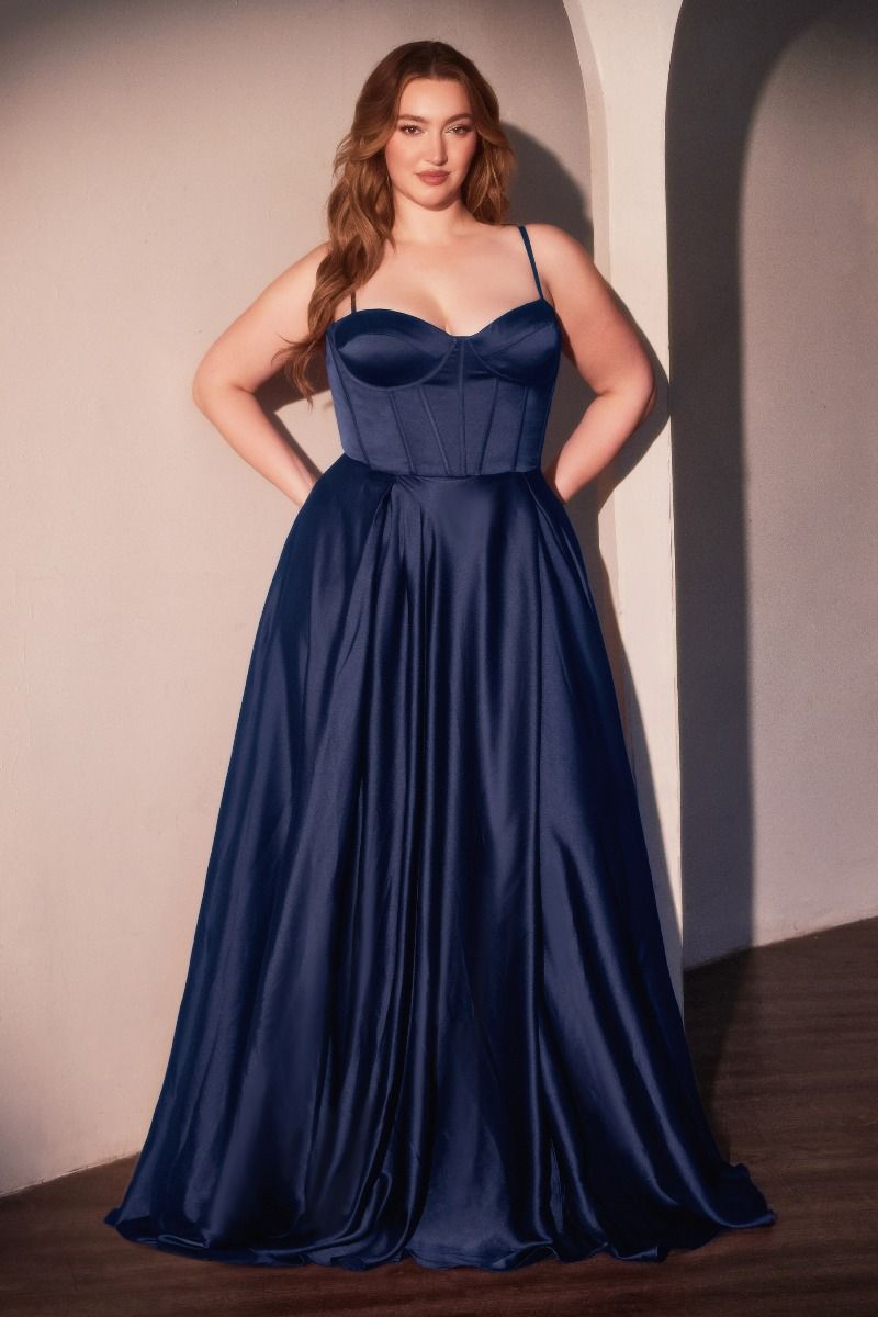 Plus Size Dresses Long Plus Size Formal Corset Dress Navy