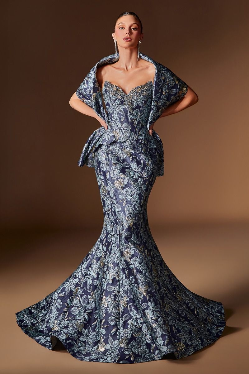 Strapless Curved Neck Floor-Length Satin Occasion Mermaid LaDivine 655