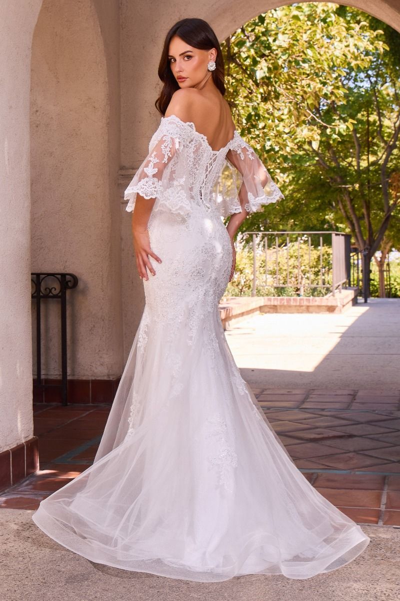 Off-the-Shoulder Floor-Length Lace Wedding Dress Mermaid LaDivine 659W