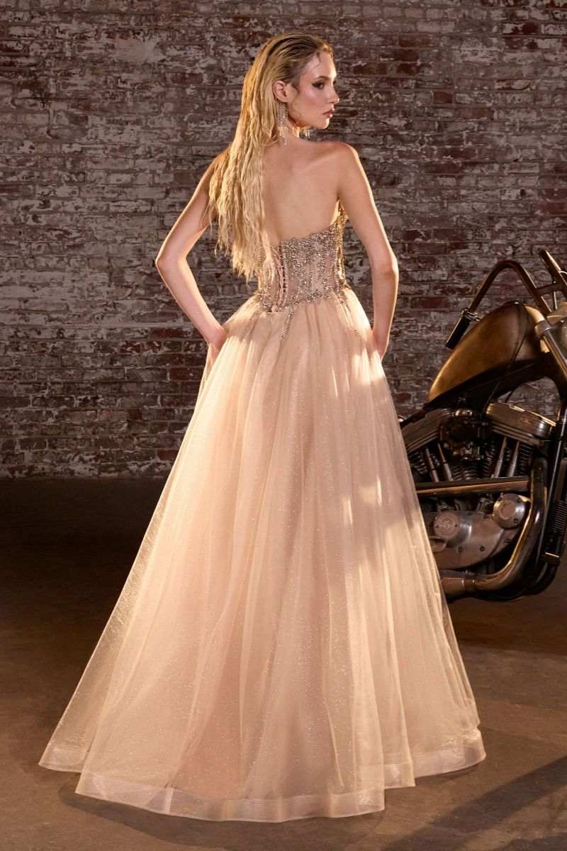 Prom Dresses Long Formal A Line Corset Sequin Prom Dress GOLD