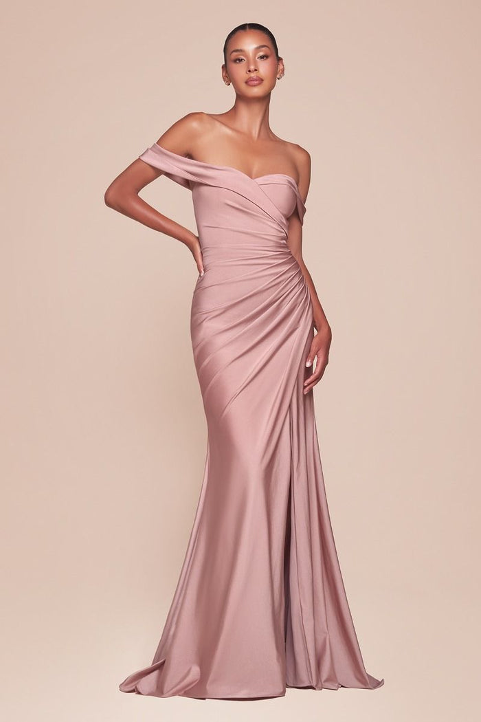 Prom Dresses Long Formal Prom Pleated Dress Dusty Rose