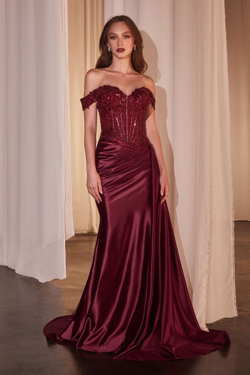Prom Dresses Fitted Sequin Long Prom Evening Dress Burgundy