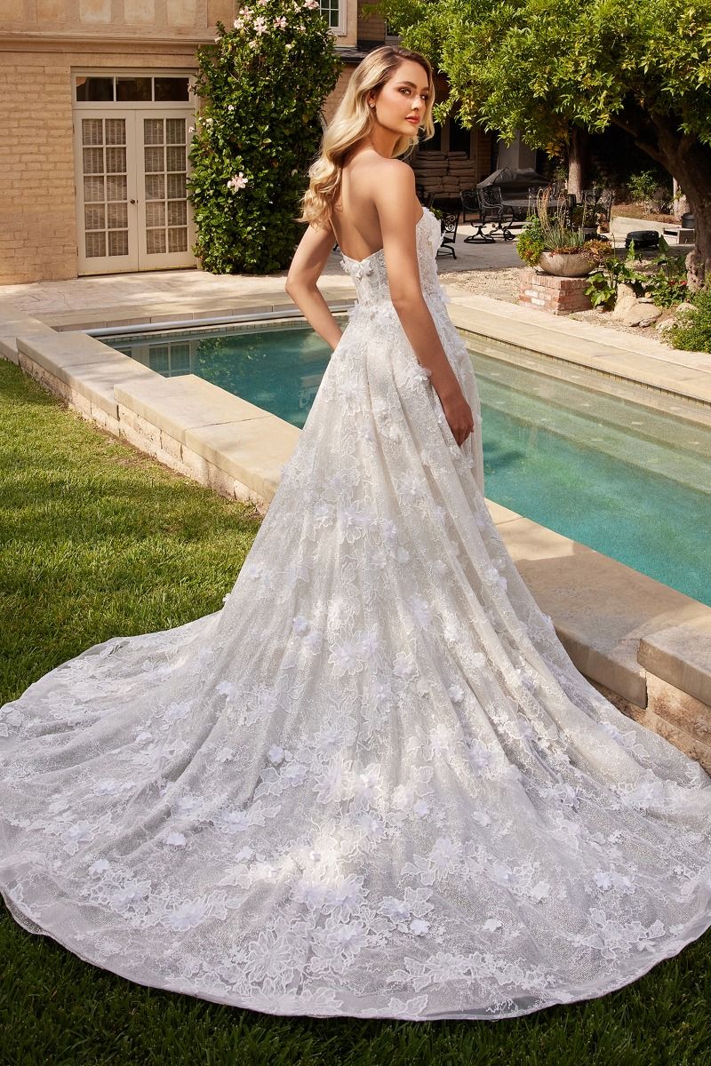 Wedding Dresses Long Bridal Gown A Line 3D Floral Wedding Dress Off White
