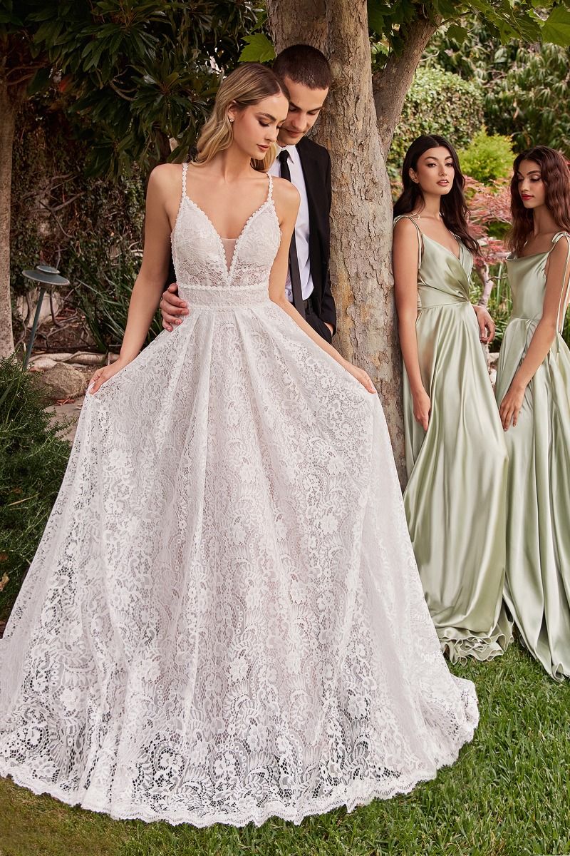 Wedding Dresses Long A Line Lace Jacket Wedding Dress Off White