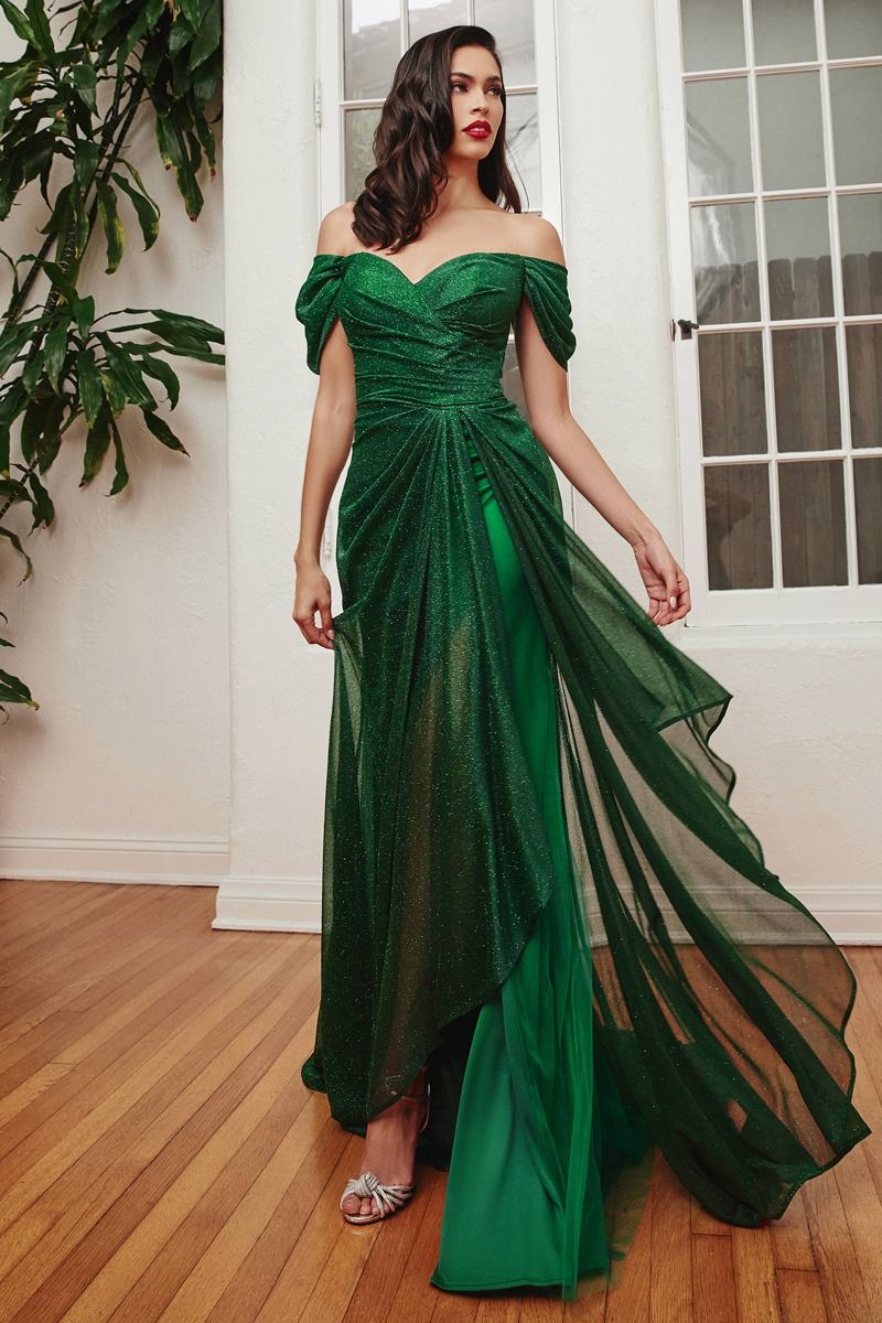 Emerald LaDivine CD878 Off Shoulder Long Formal Dress Formal
