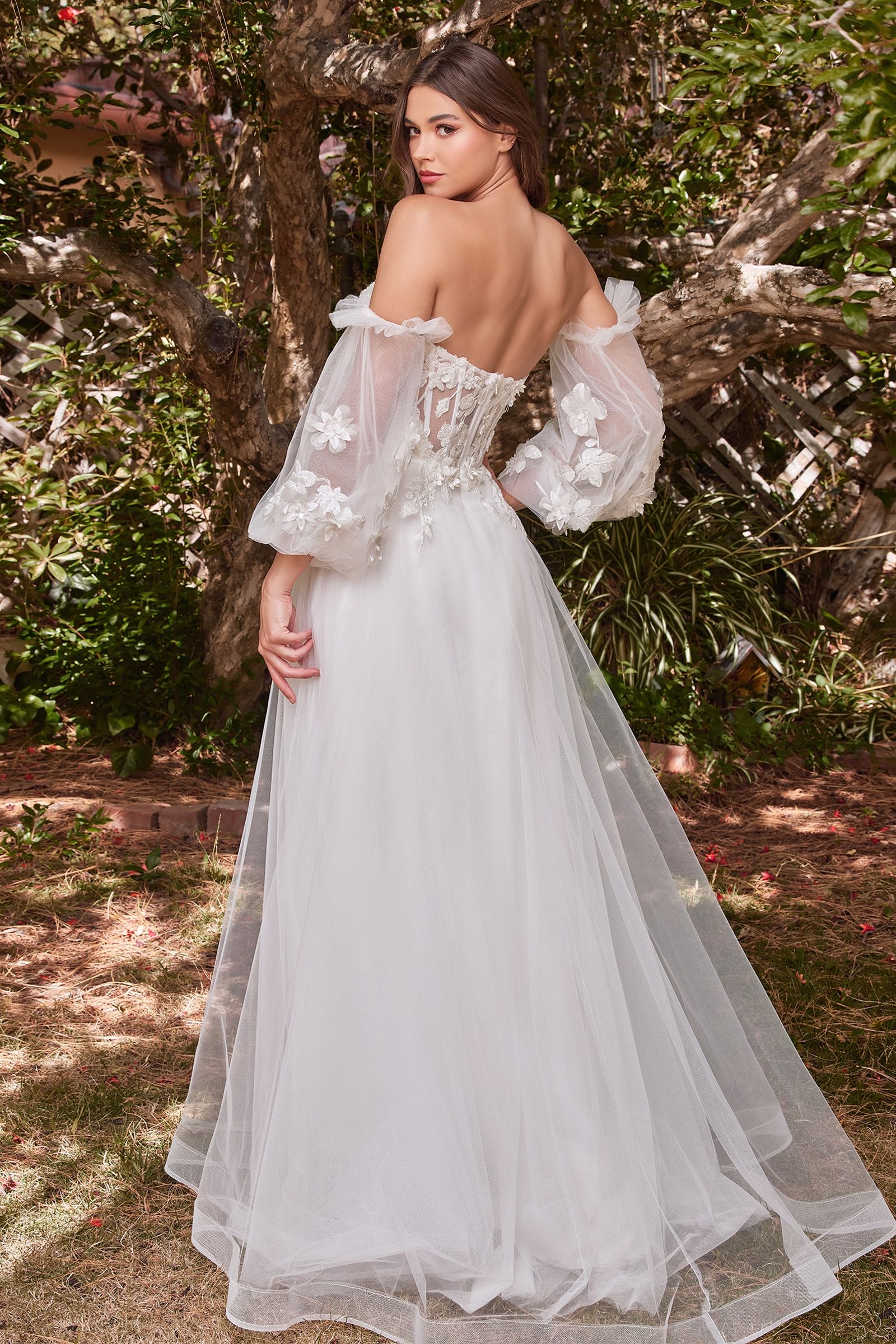 Wedding Dresses Long Bridal Ball Gown A Line Floral Wedding Dress Off White