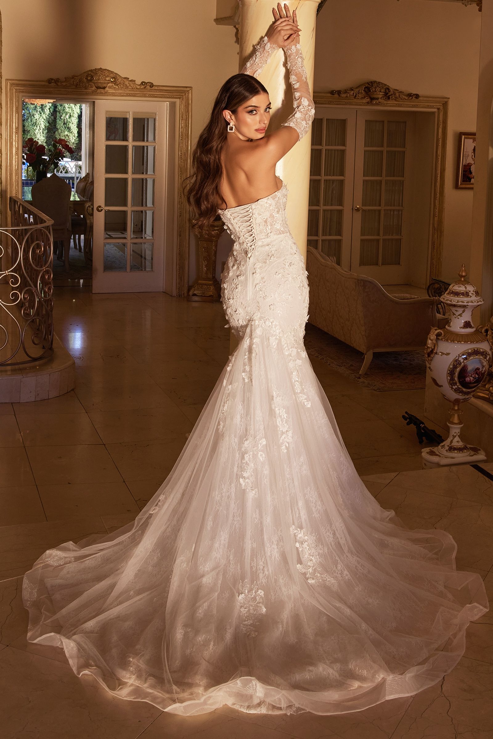 Wedding Dresses Long Bridal Gown Mermaid Lace Wedding Dress Off White
