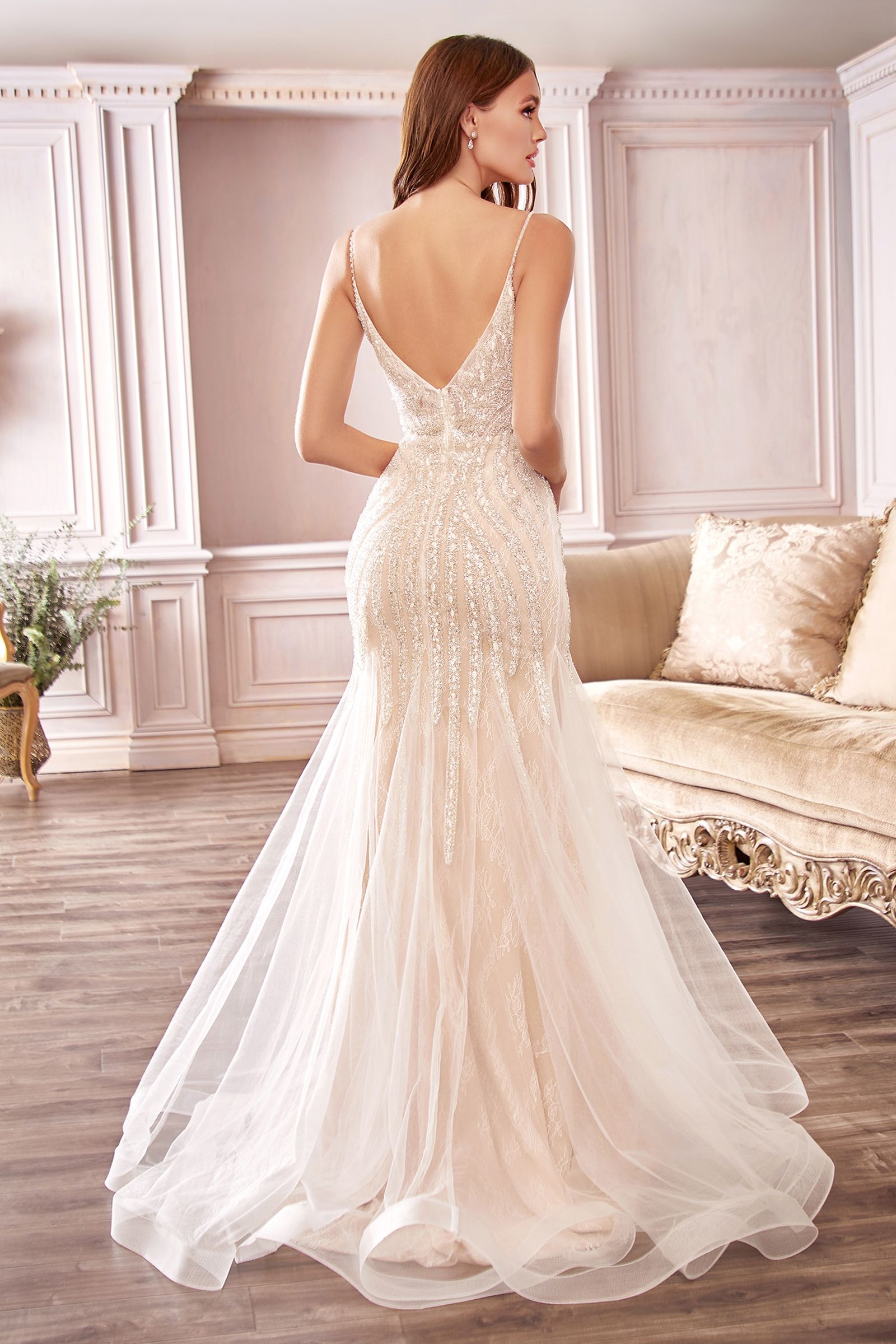 Wedding Dresses Long Beaded Mermaid Wedding Dress Off White
