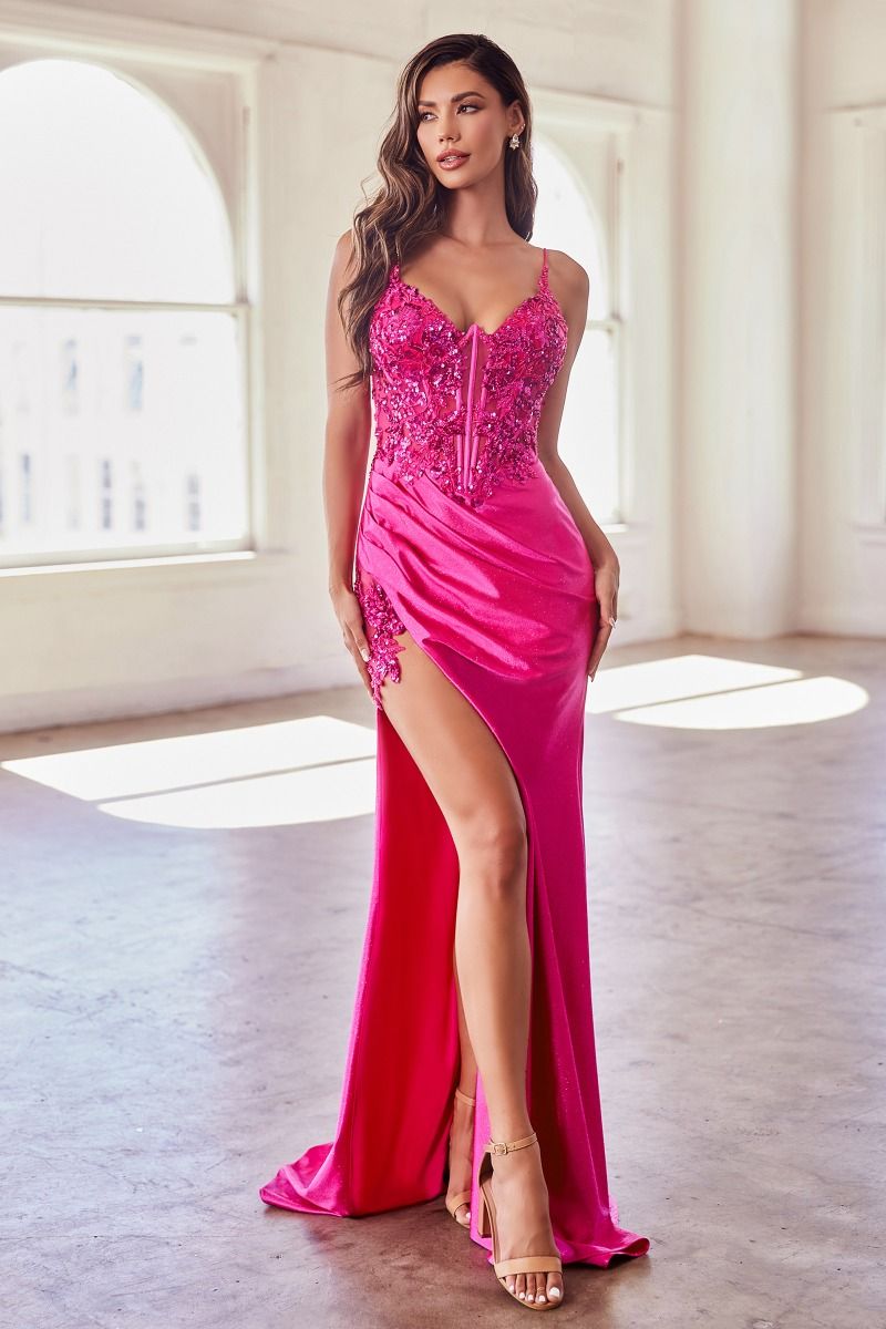 LaDivine S439 Glitter Mermaid Long Formal Prom Gown