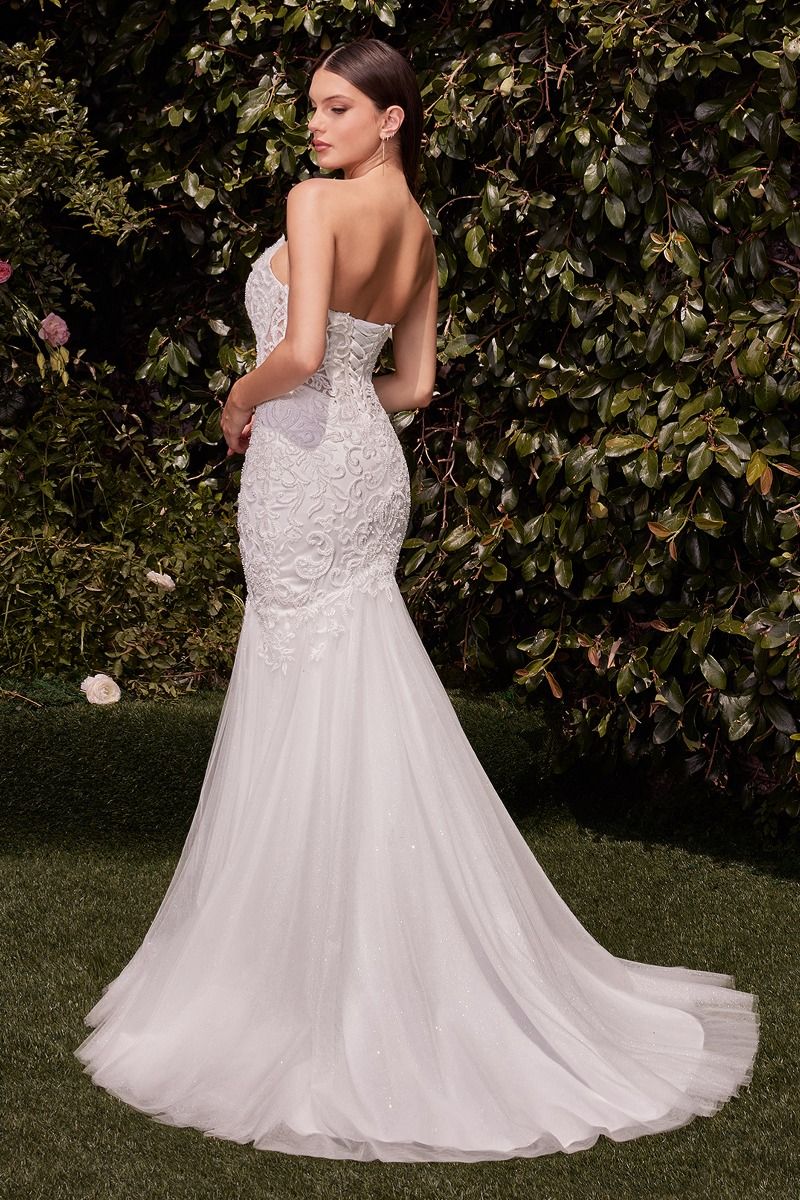 Wedding Dresses Long Mermaid Lace Applique Wedding Bridal Gown Off White